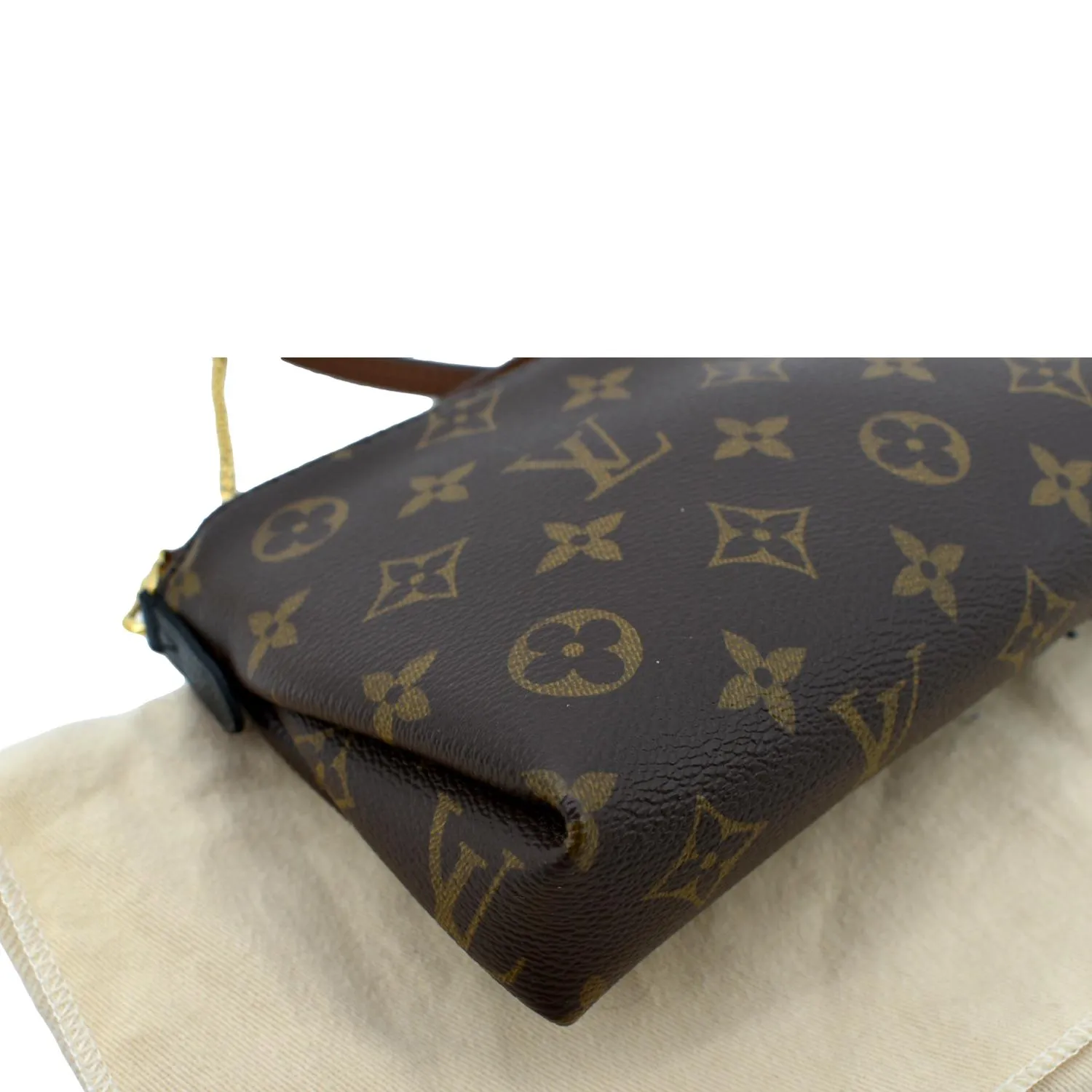 LOUIS VUITTON Pallas Monogram Canvas Clutch Crossbody Bag Brown