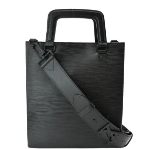 LOUIS VUITTON Petit Sac Plat Epi Leather Crossbody Bag Black