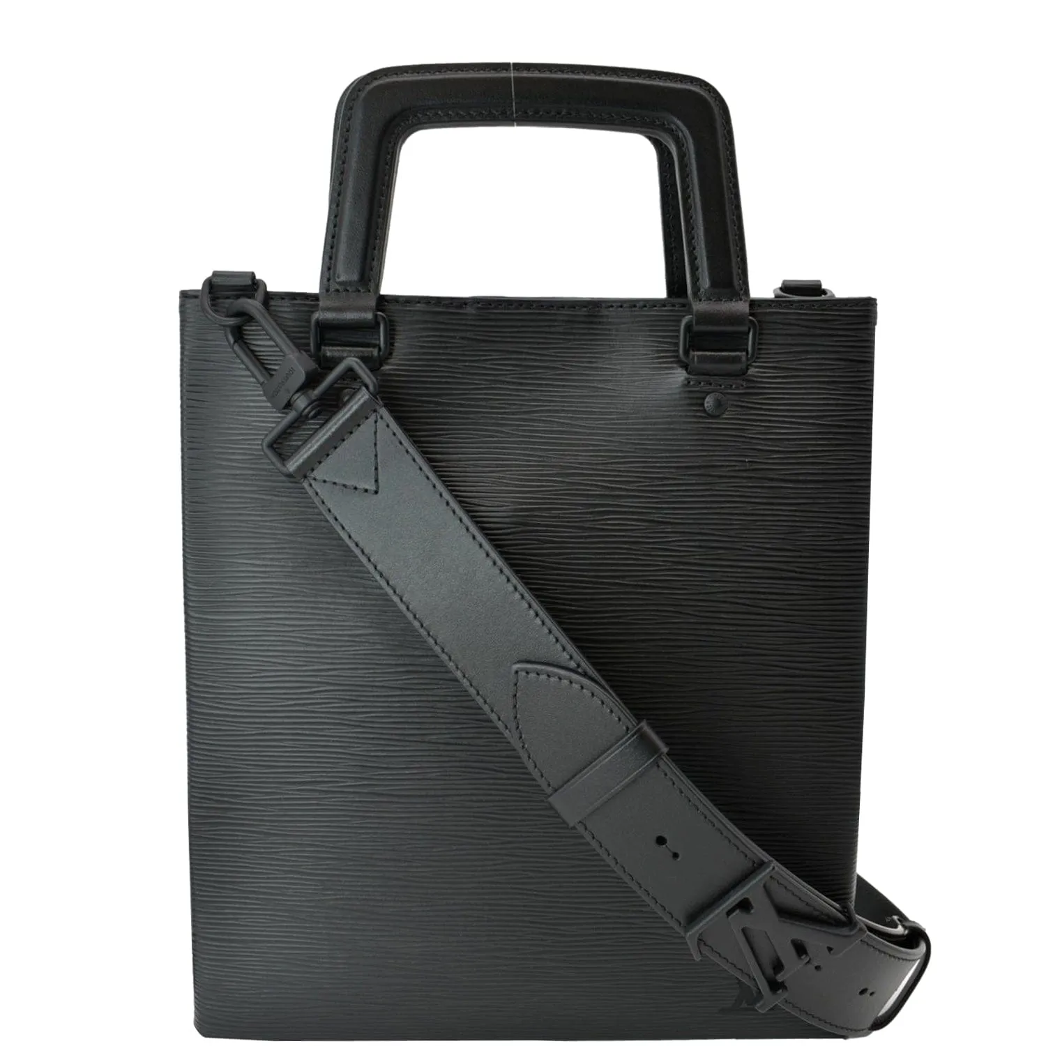 LOUIS VUITTON Petit Sac Plat Epi Leather Crossbody Bag Black