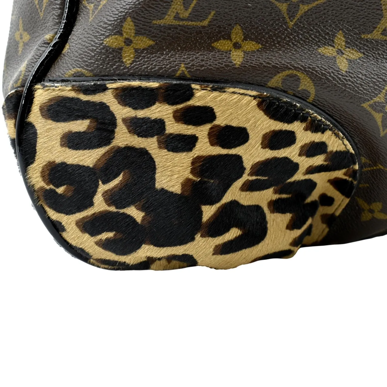 LOUIS VUITTON Polly Leopard Monogram Canvas Hobo Bag Brown