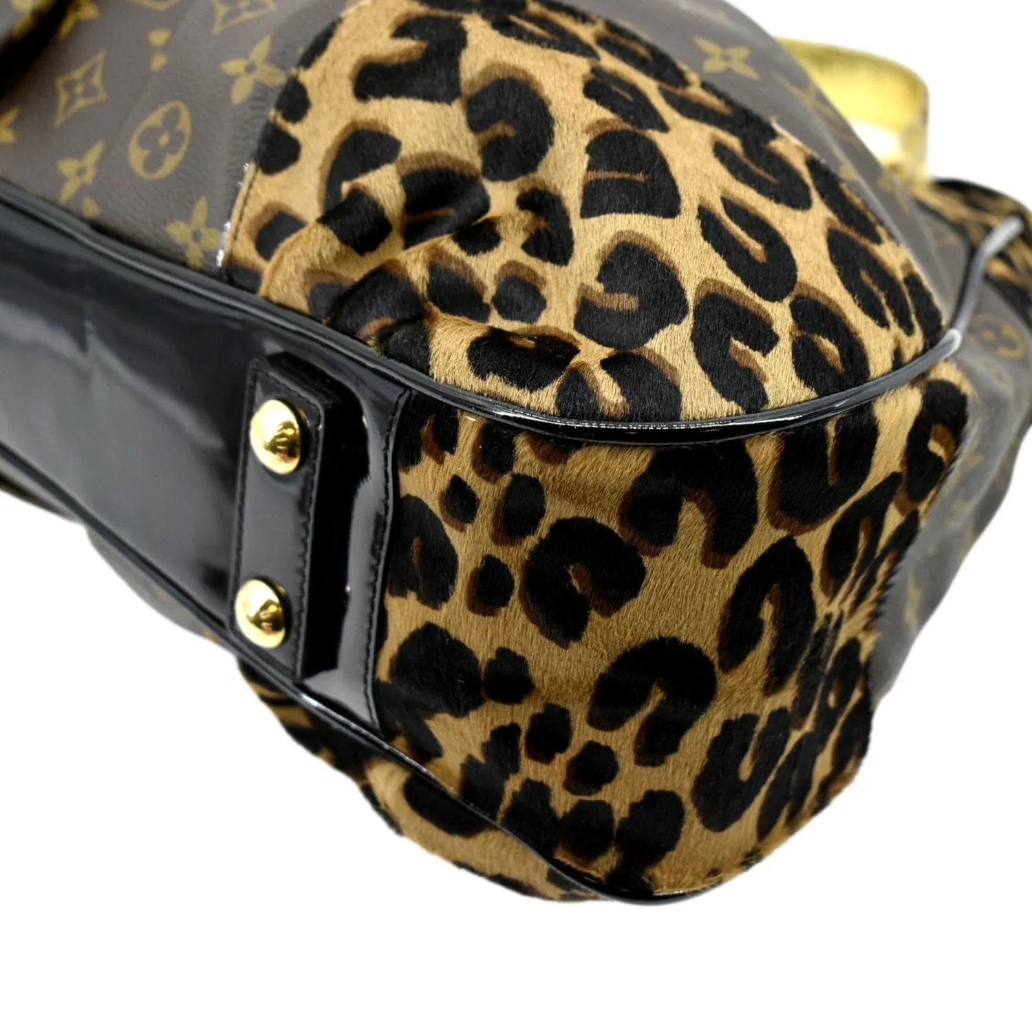 LOUIS VUITTON Polly Leopard Monogram Canvas Hobo Bag Brown