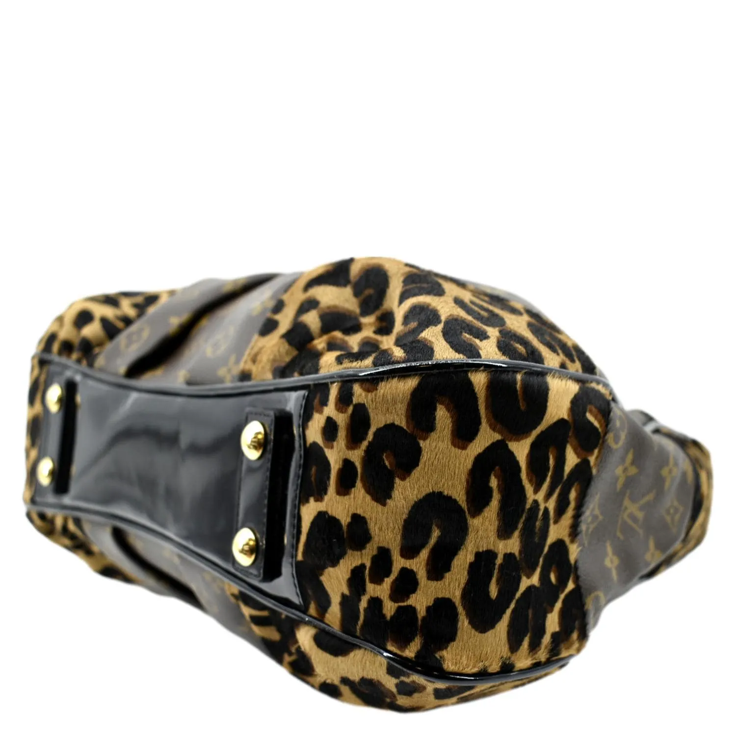 LOUIS VUITTON Polly Leopard Monogram Canvas Hobo Bag Brown