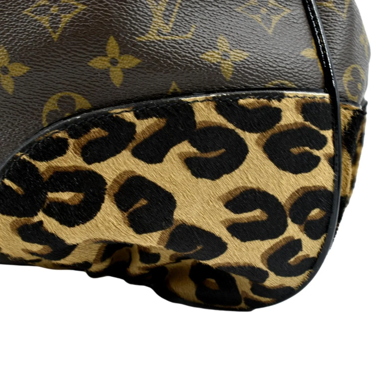 LOUIS VUITTON Polly Leopard Monogram Canvas Hobo Bag Brown