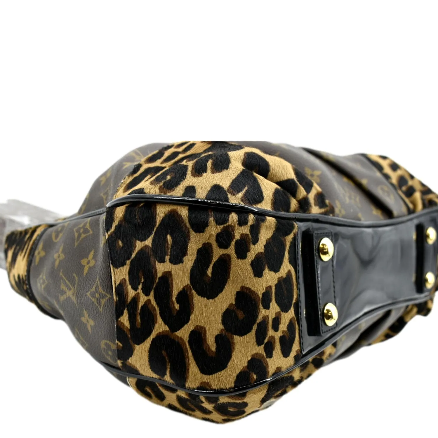 LOUIS VUITTON Polly Leopard Monogram Canvas Hobo Bag Brown