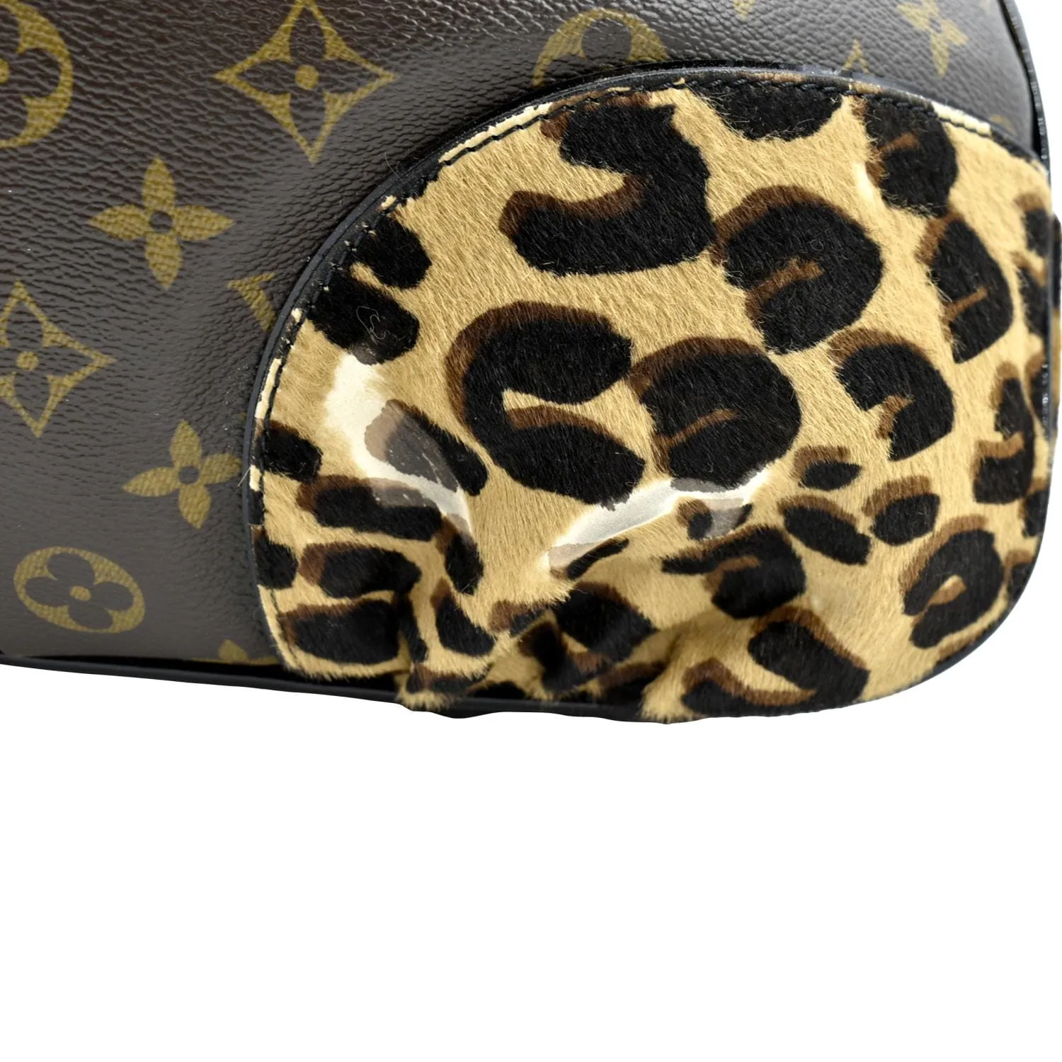 LOUIS VUITTON Polly Leopard Monogram Canvas Hobo Bag Brown