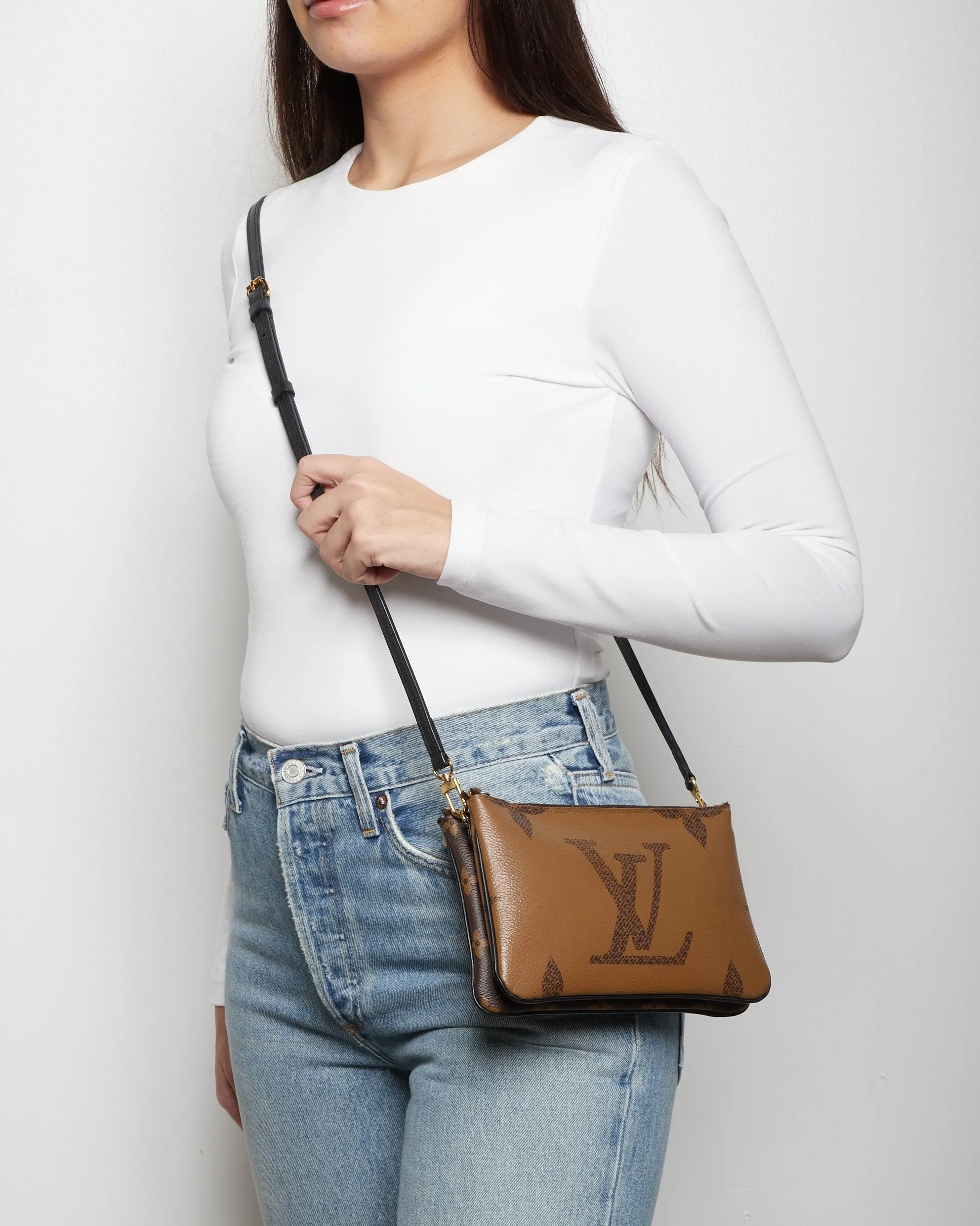 Louis Vuitton Reverse Monogram Canvas Double Zip Pochette