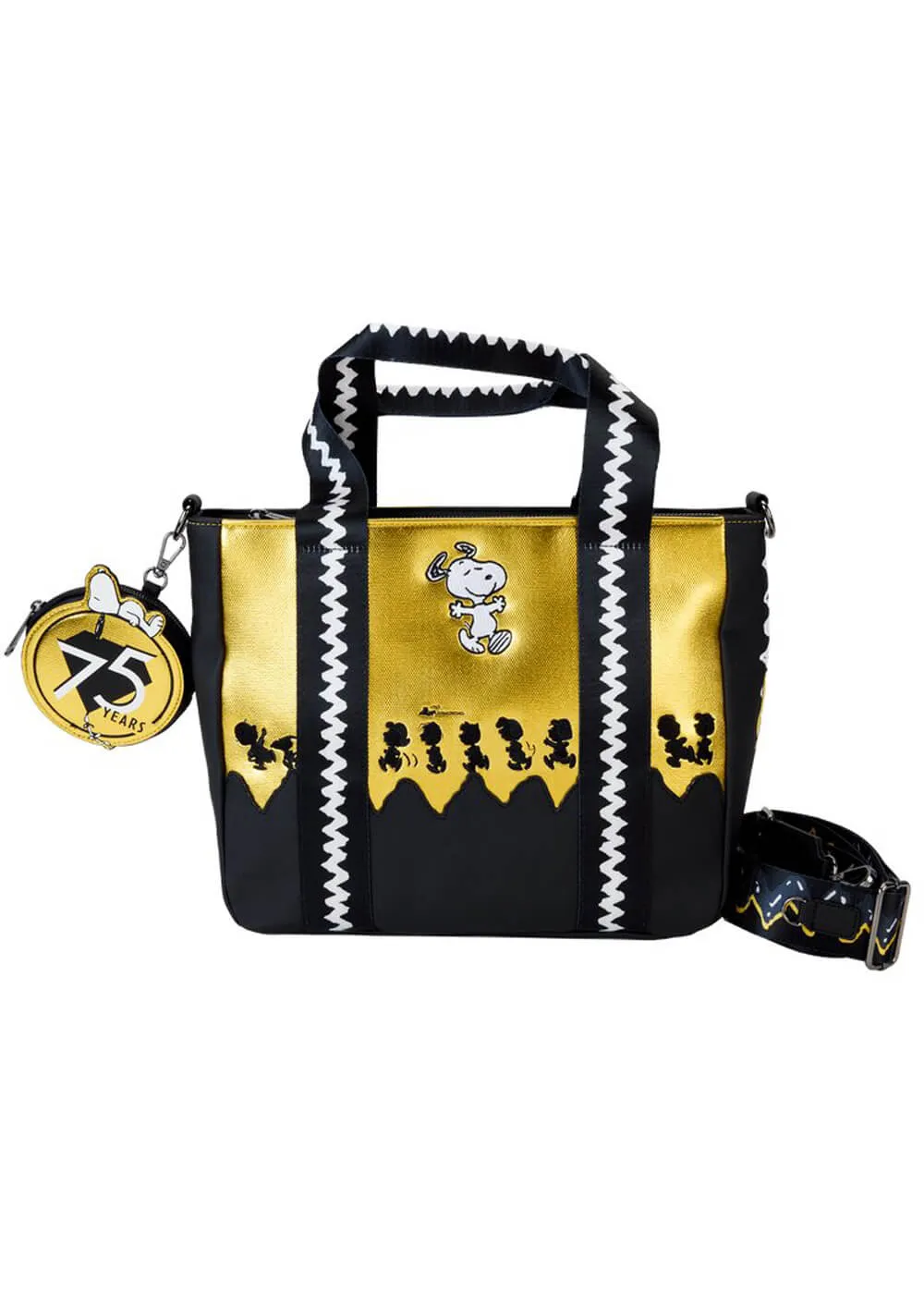 Loungefly Peanuts 75th Anniversary Tote Bag Black