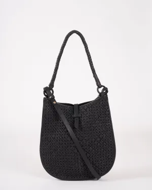 luna crossbody - woven leather black