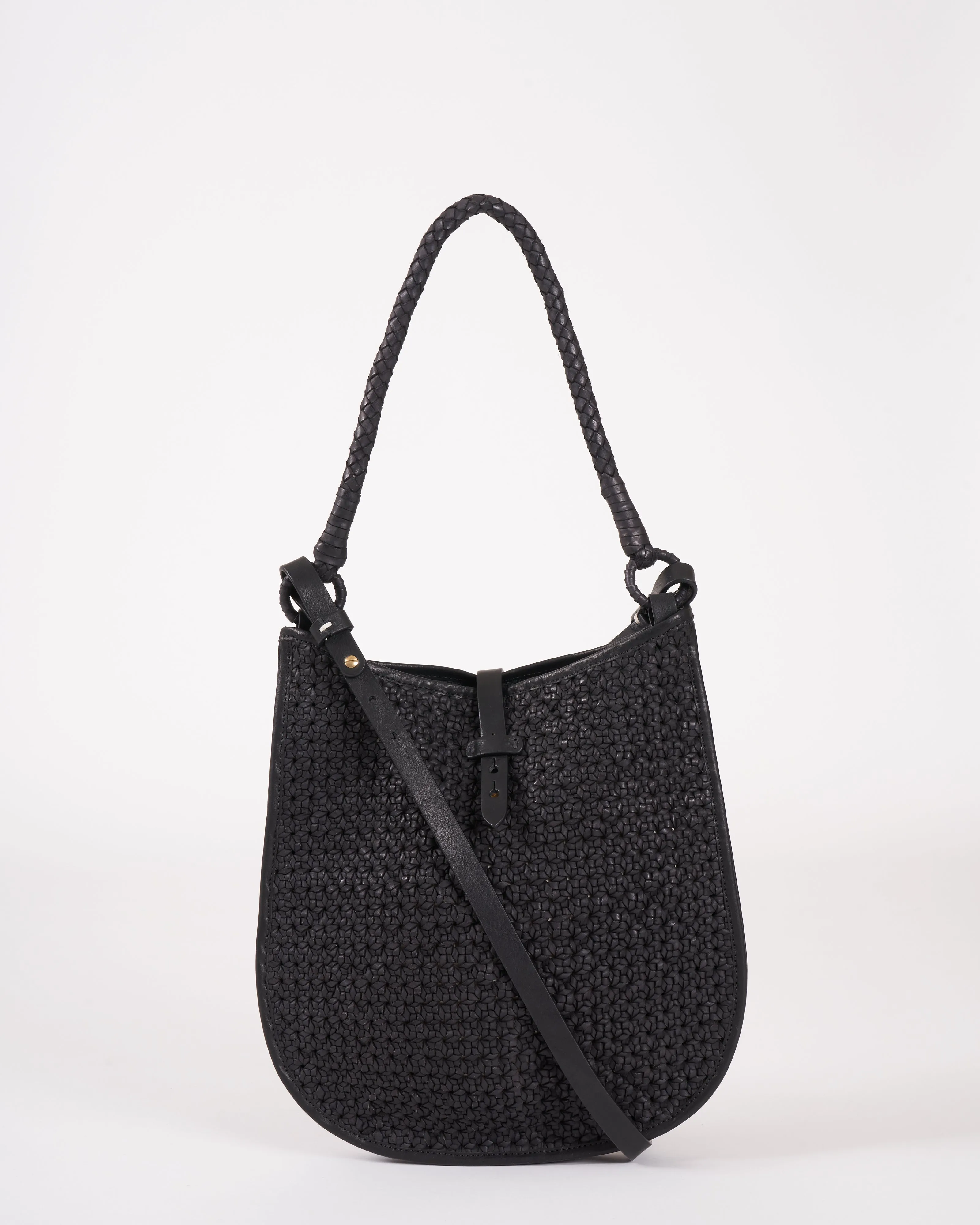 luna crossbody - woven leather black