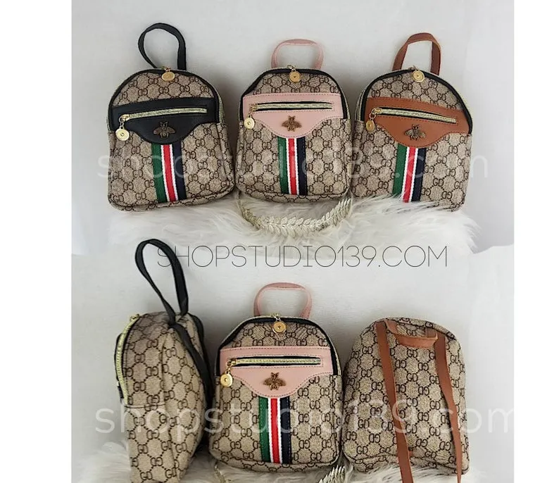 Luxury monogram Bee mini backpack purse hand bag designer Ribbon Portable Crossbody Shoulder Bag great for girls are women
