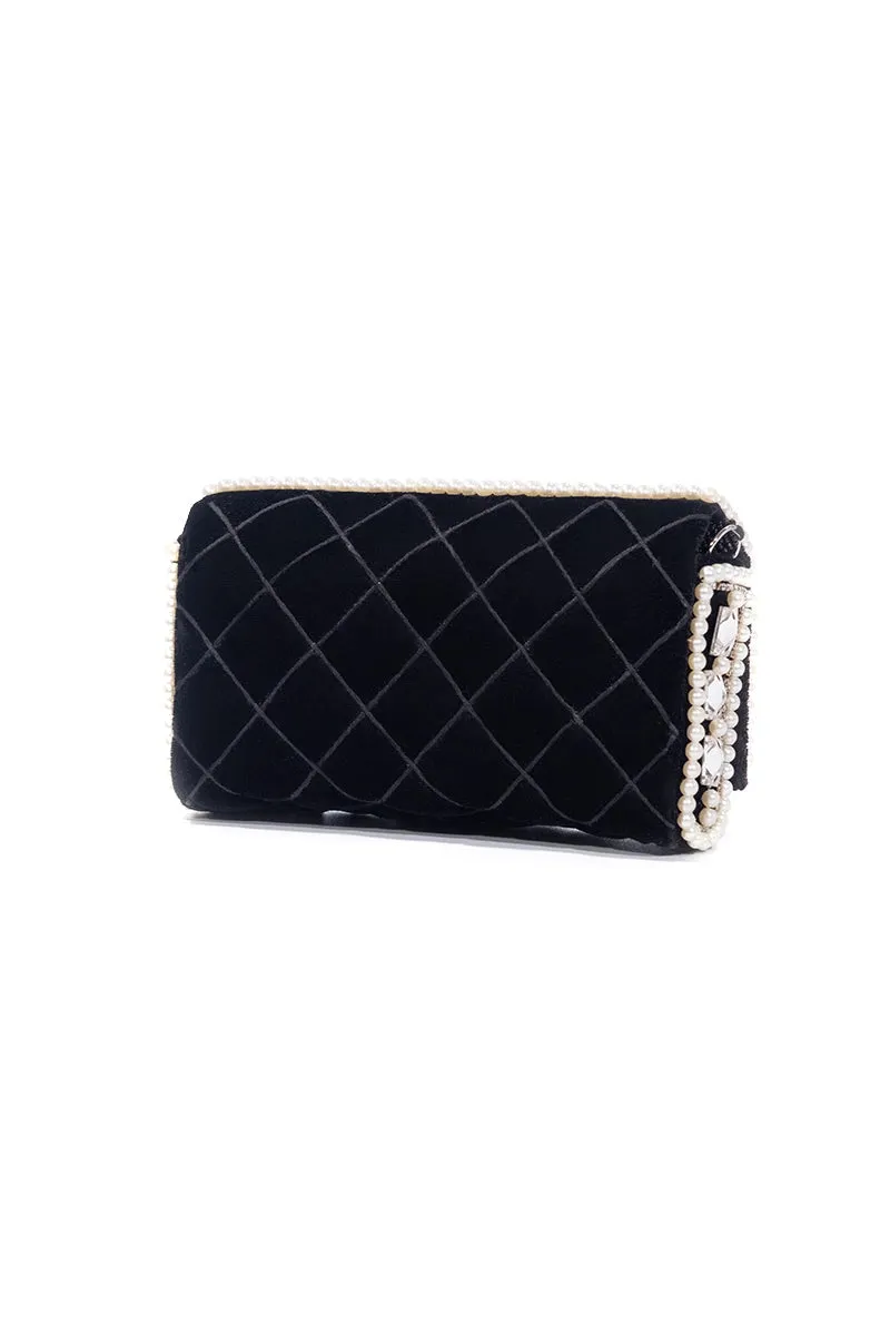 Luxury Stone Studded Crossbody Clutch