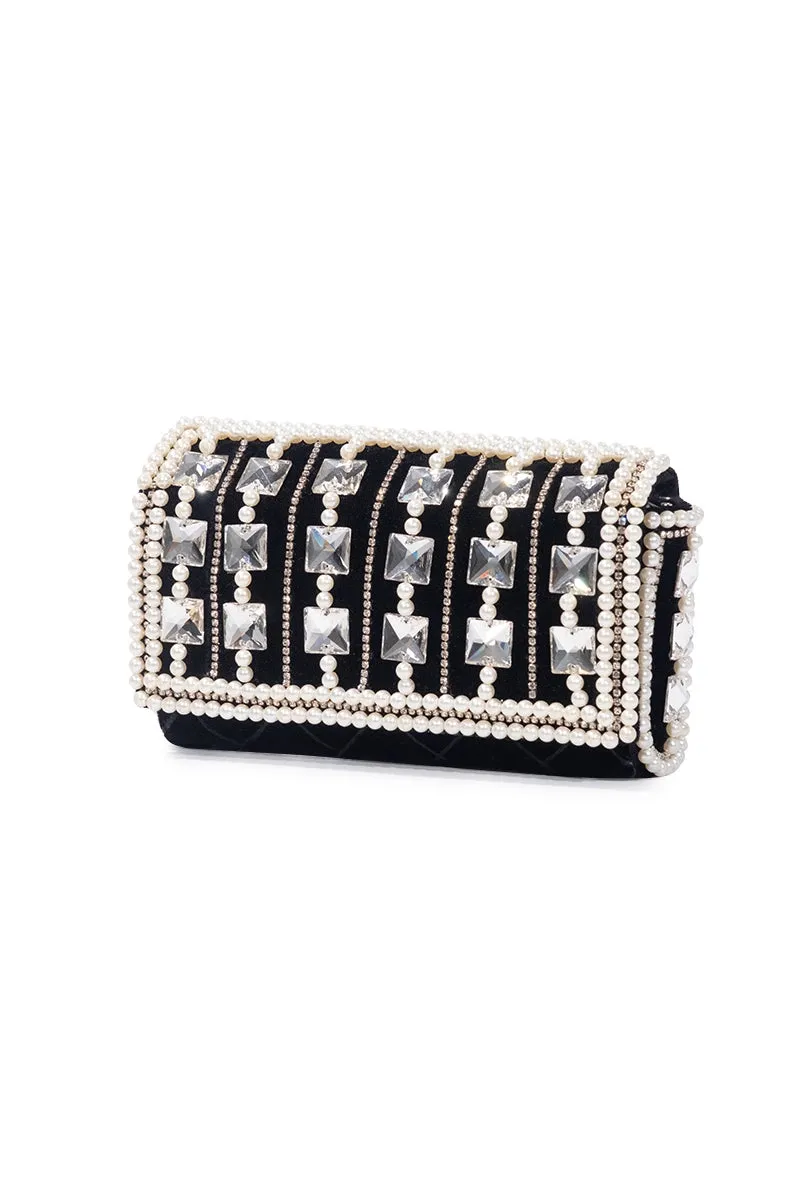 Luxury Stone Studded Crossbody Clutch