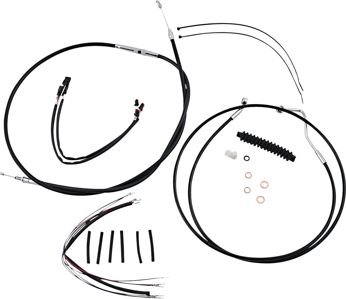 Magnum 489492 Black XR Handlebar Installation Kit with Chrome Fittings for 15-17in. Ape