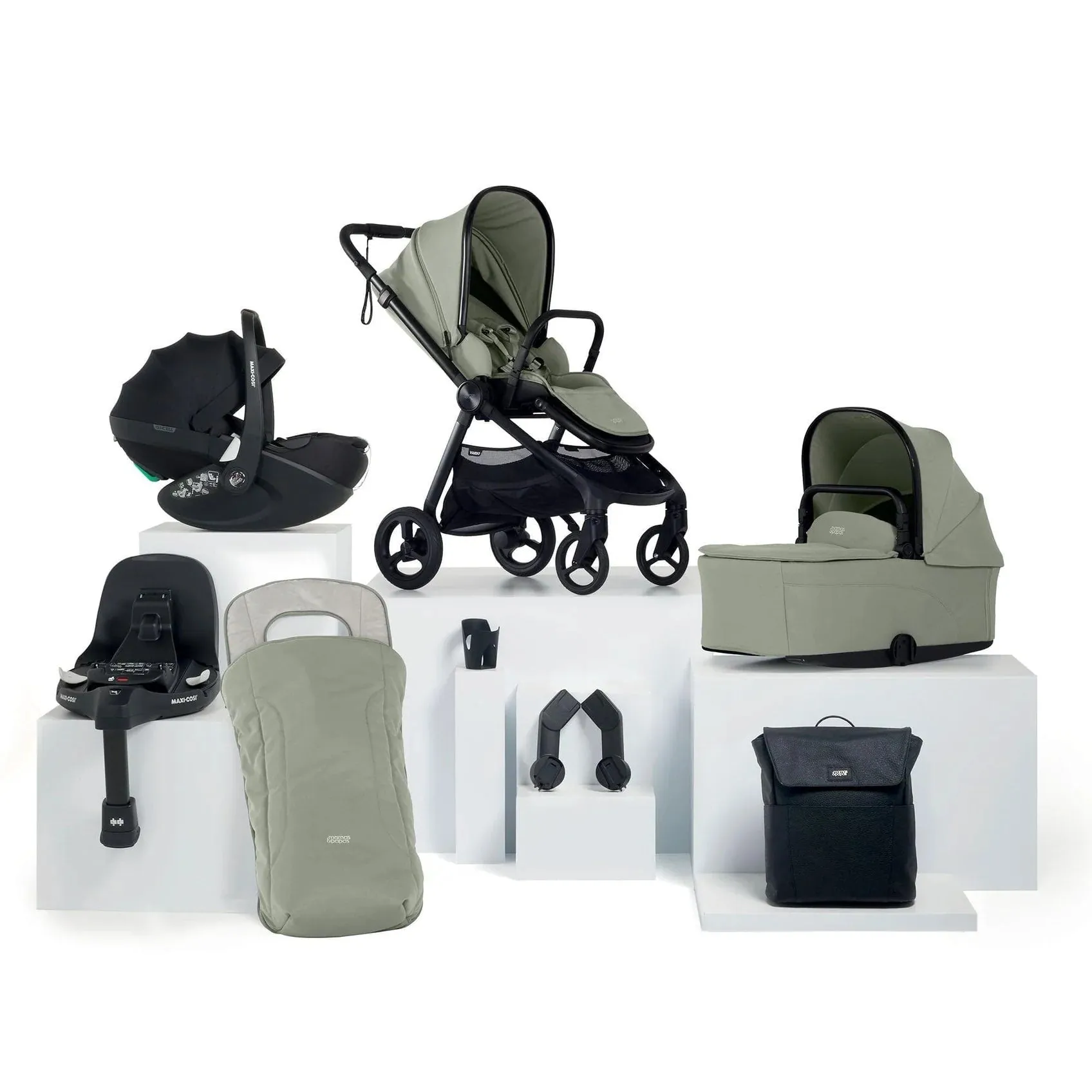 Mamas & Papas Vardo Bundle with Maxi-Cosi Pebble 360 Pro² Car Seat (8 Pieces) - Sage