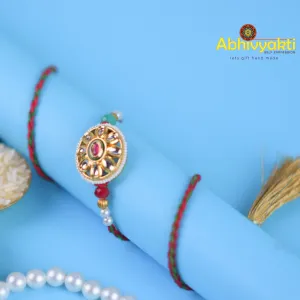 Marwari Stone Premium Rakhi - Send to India (FREE SHIPPING)