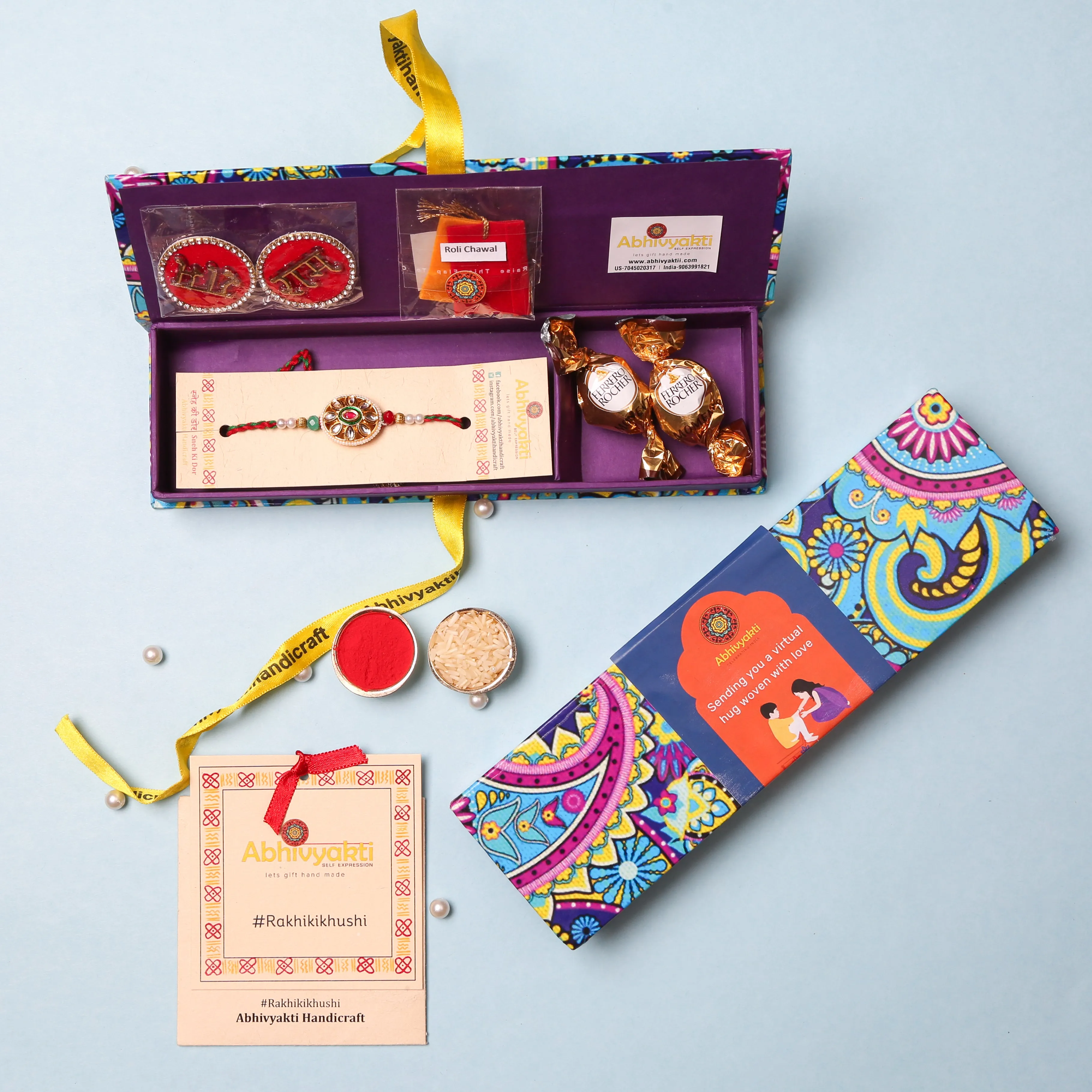 Marwari Stone Premium Rakhi - Send to India (FREE SHIPPING)