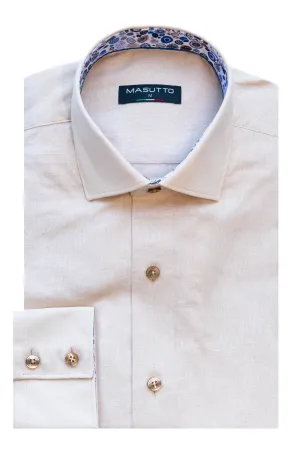 MASUTTO LIN/49 LINEN LONG SLEEVE BUTTON DOWN SHIRT