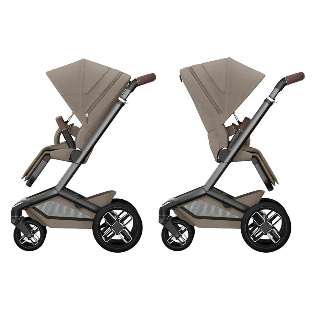 MAXI COSI FAME 10 Piece Premium Travel System with FamilyFix 360 Pro2  - Twilic Truffle (Black Wheel)