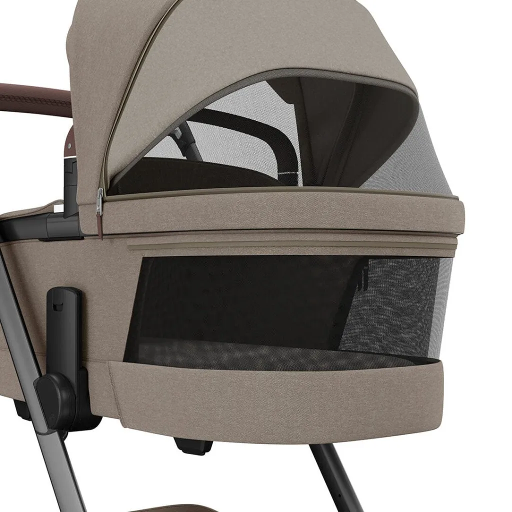 MAXI COSI FAME 10 Piece Premium Travel System with FamilyFix 360 Pro2 - Twilic Truffle (Brown Wheel)