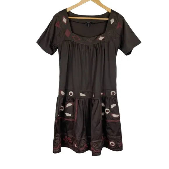 MaxMara Weekend Brown Drop-waist Short Sleeve Dress Size Small