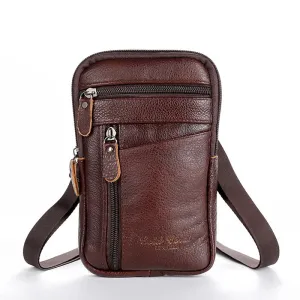 Men's Leather Waist & Shoulder Mobile Phone Bag