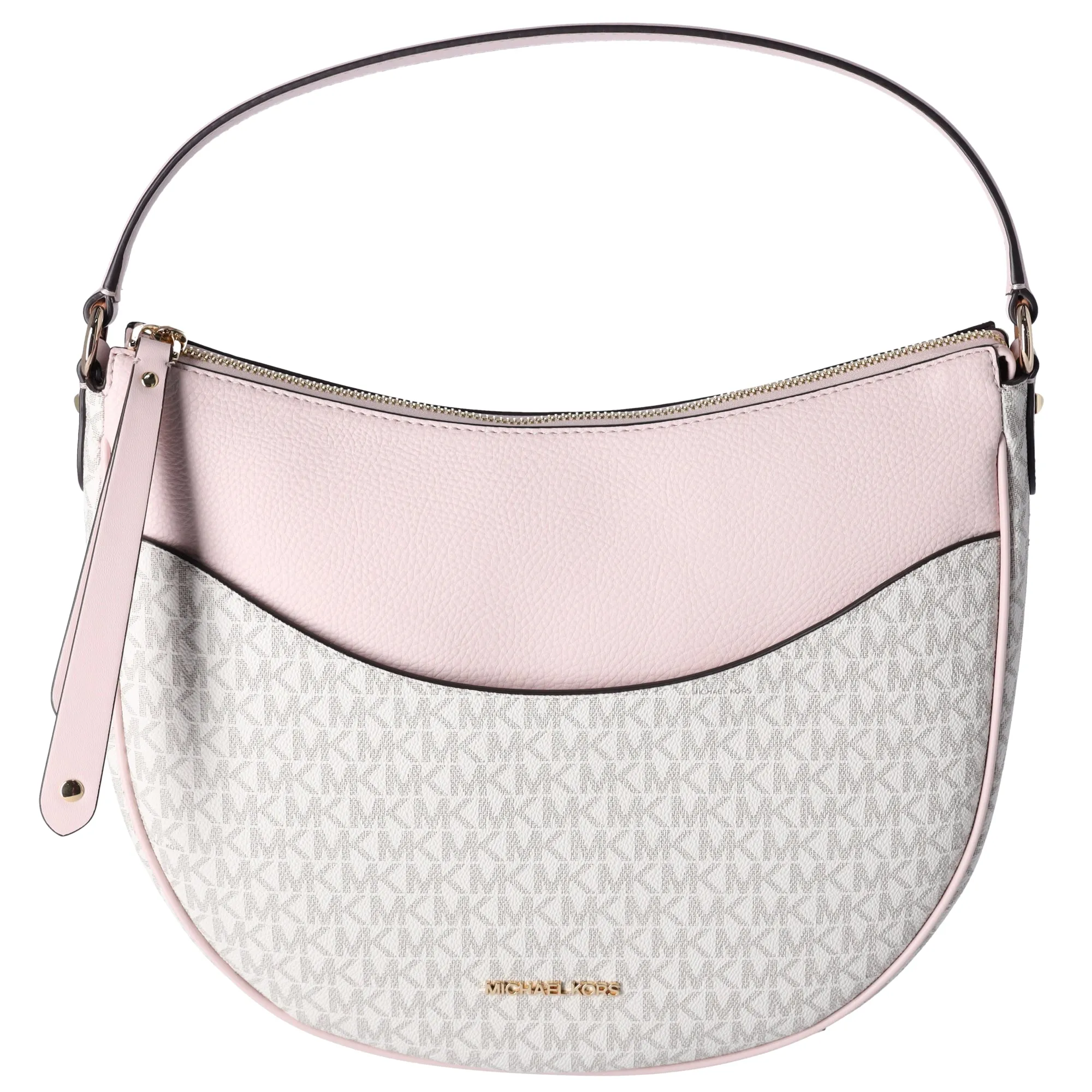 MIchael Kors Dover Large Half Moon Shoulder Bag Hobo Vanilla MK Pink