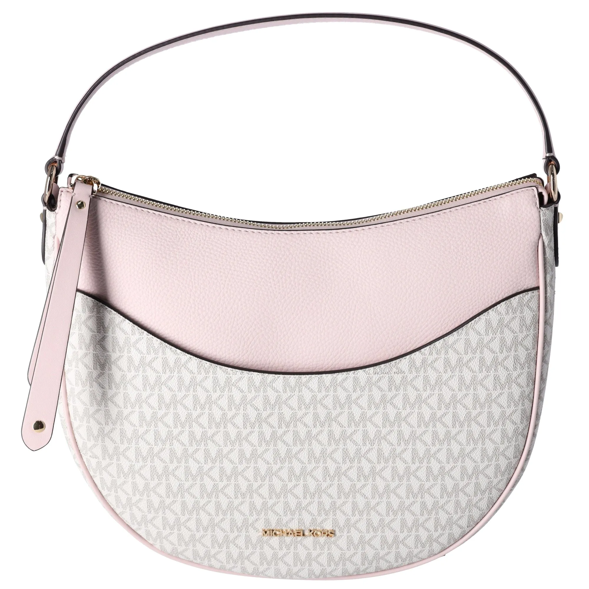 MIchael Kors Dover Large Half Moon Shoulder Bag Hobo Vanilla MK Pink