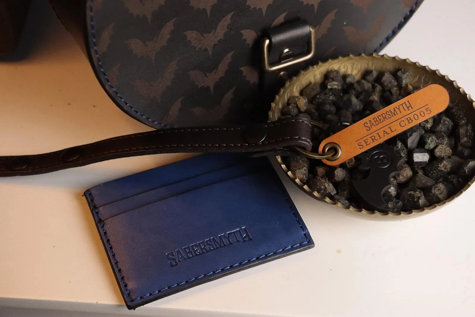 Midnight Blue Bat Crossbody Handbag