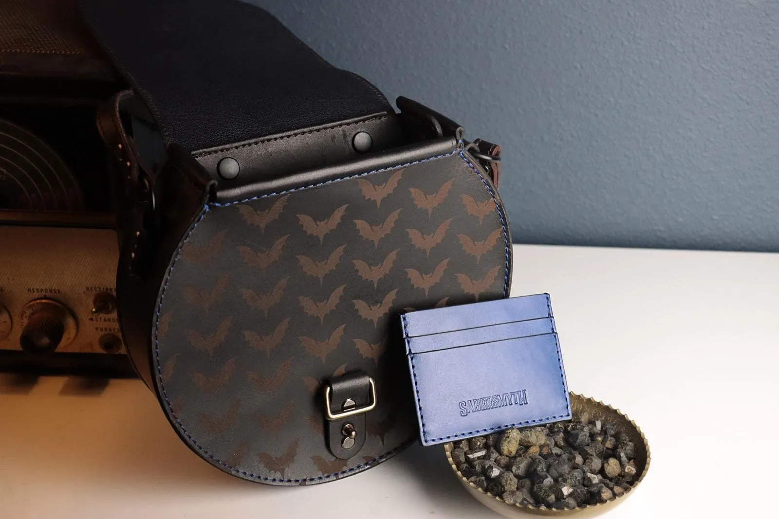 Midnight Blue Bat Crossbody Handbag