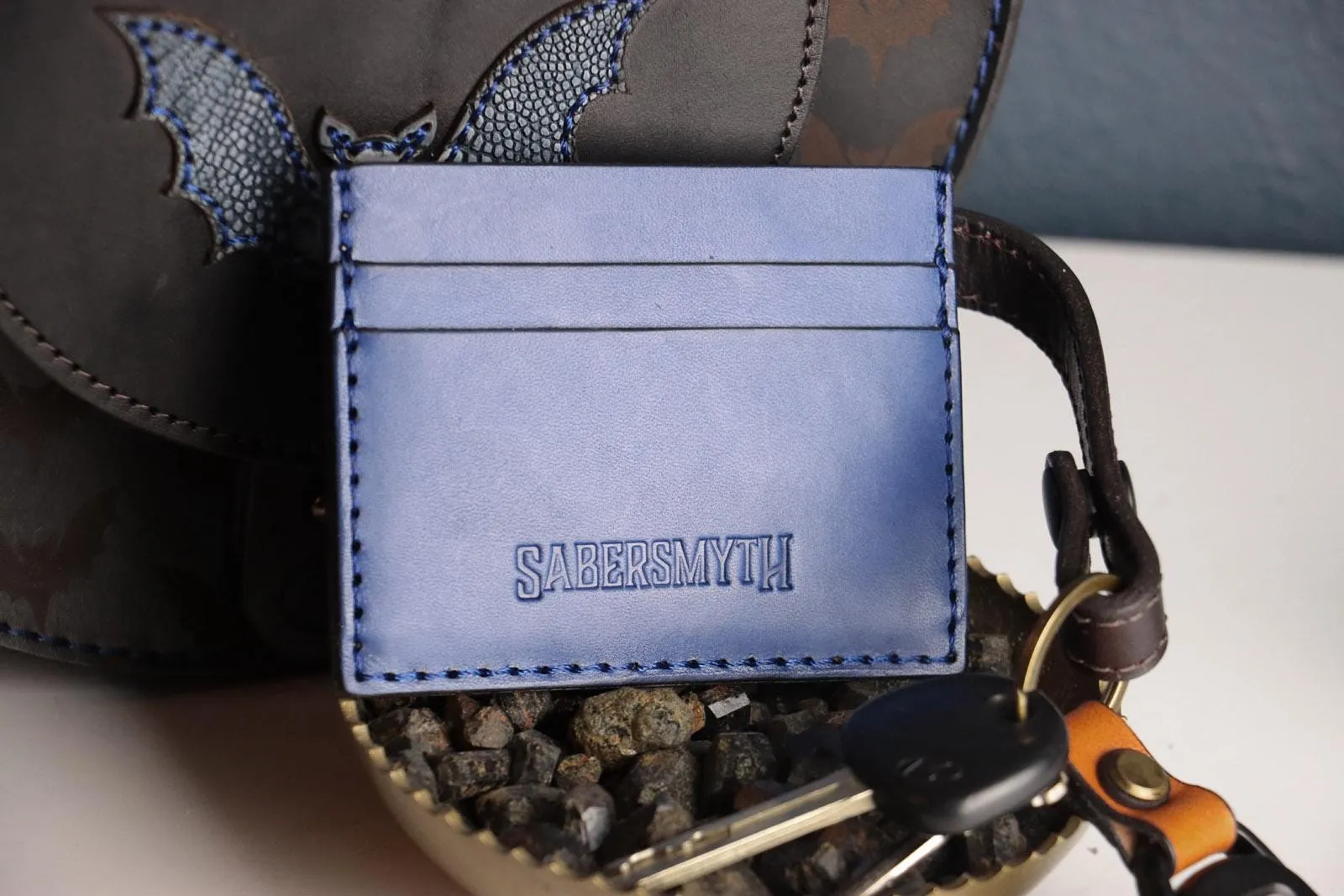Midnight Blue Bat Crossbody Handbag