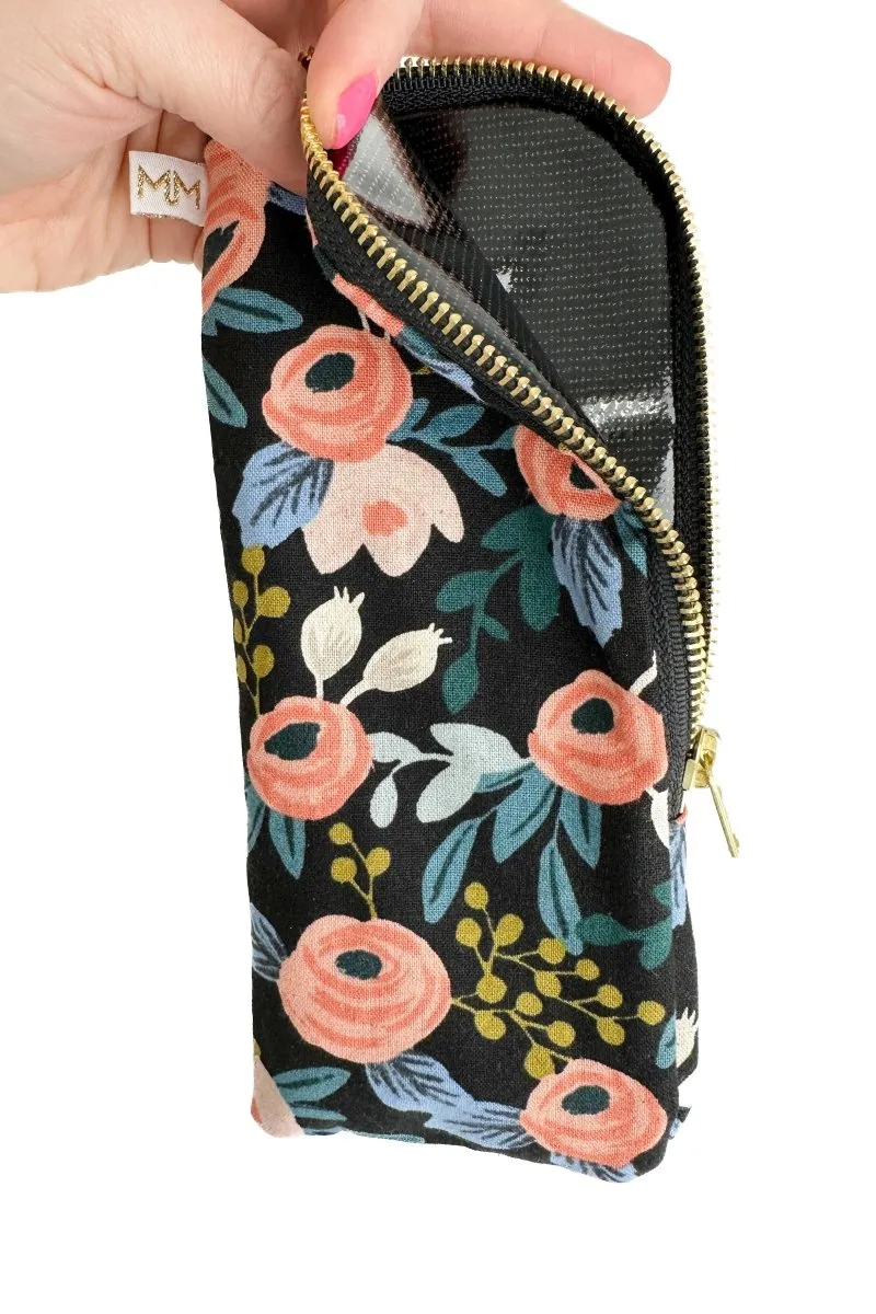 Midnight Garden Slim Makeup Brush Bag
