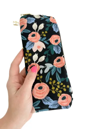 Midnight Garden Slim Makeup Brush Bag