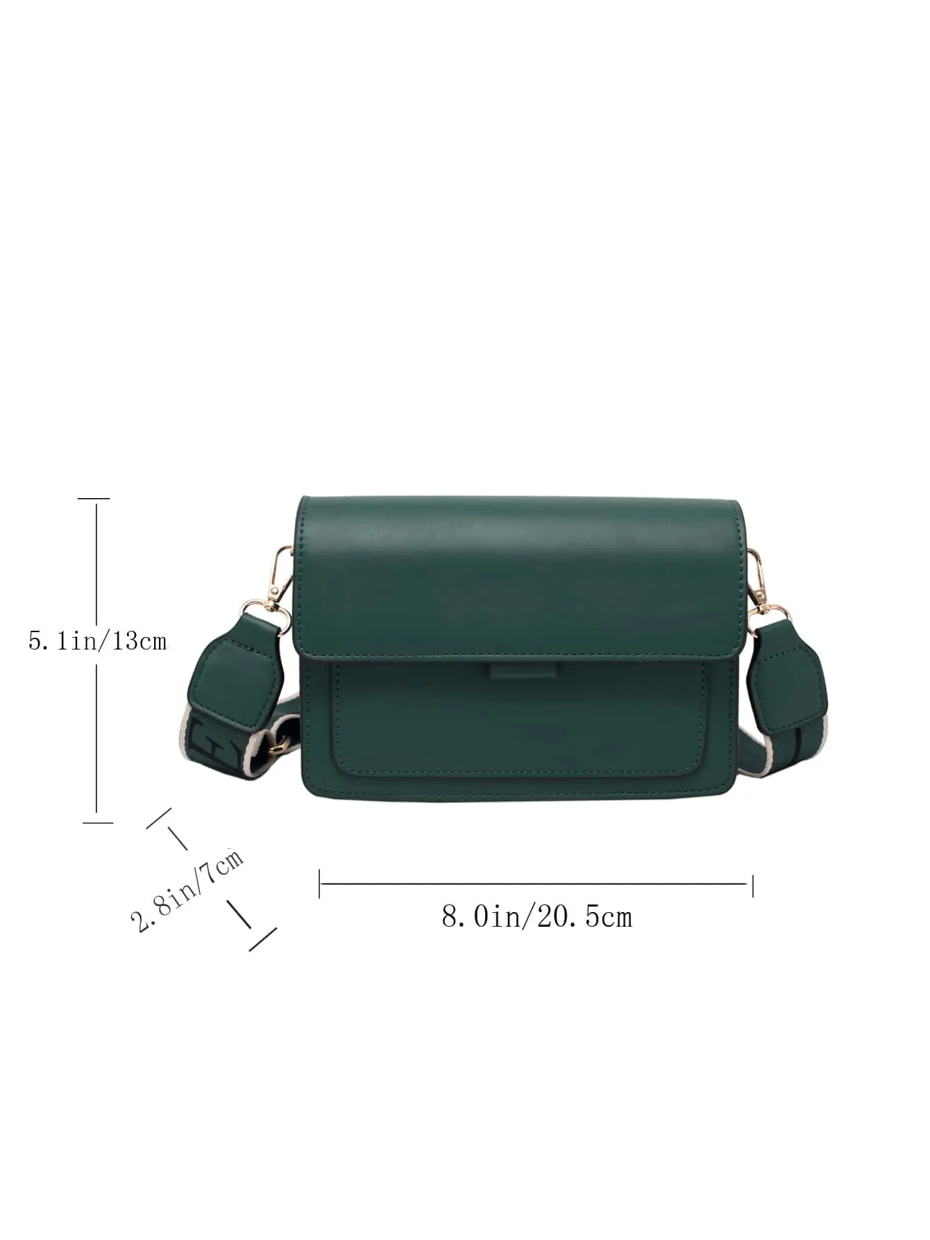 Mini Letter Graphic Strap Flap Hobo Bag - Dark Green