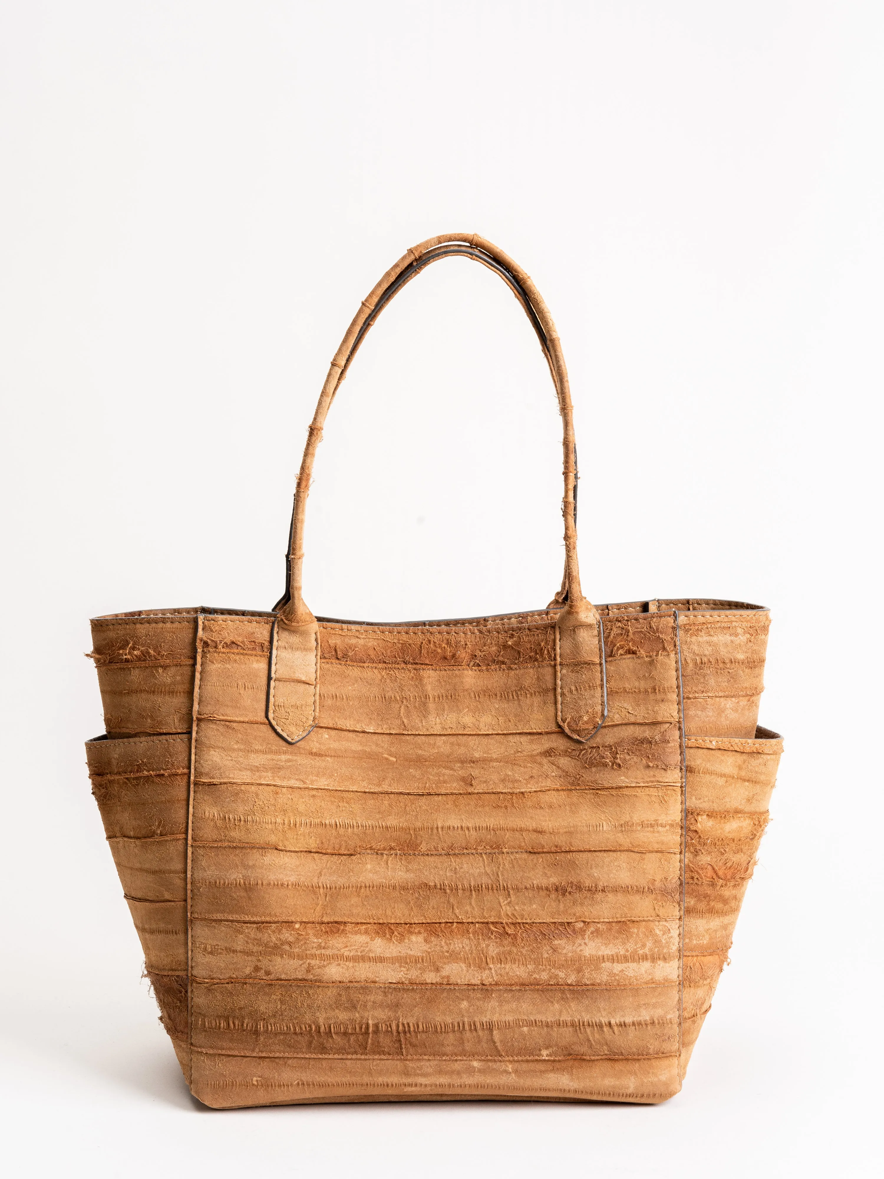 mini pocket tote - reverse eel caramel