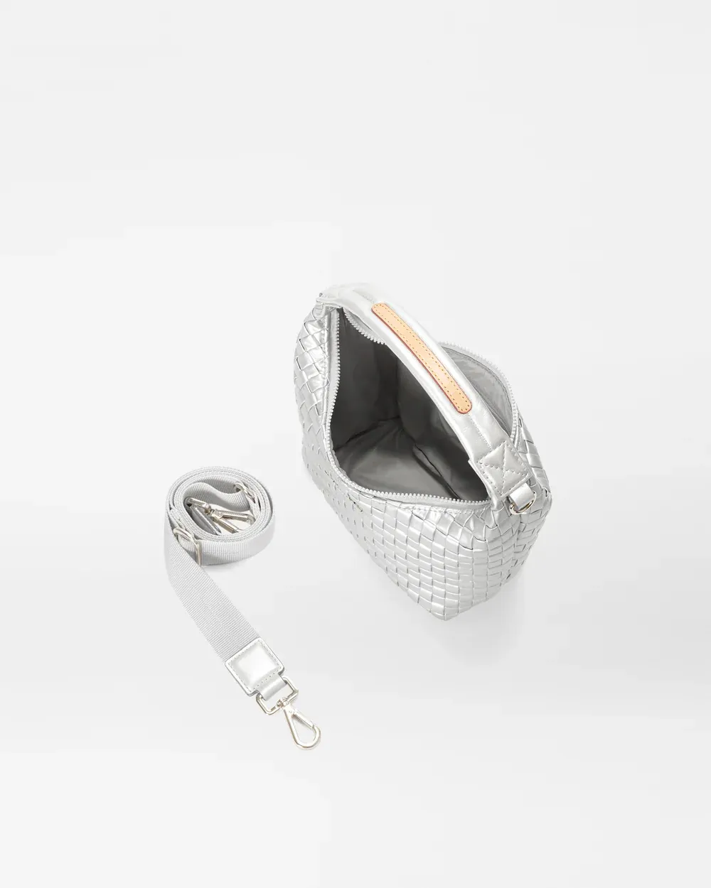 Mini Woven Hobo | Matte Silver