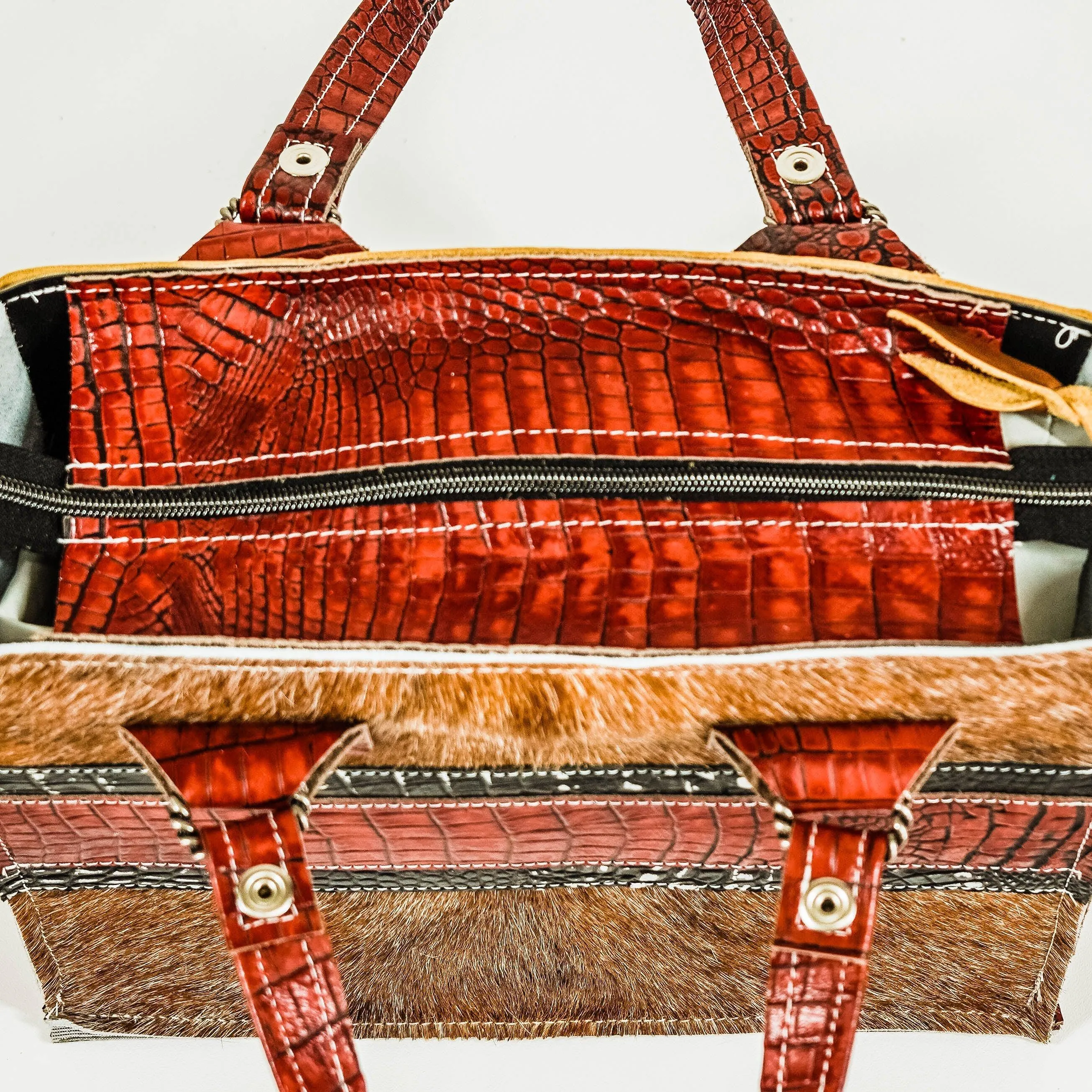 Minnie Pearl - Dusty Longhorn w/ Burgundy & Onyx Croc