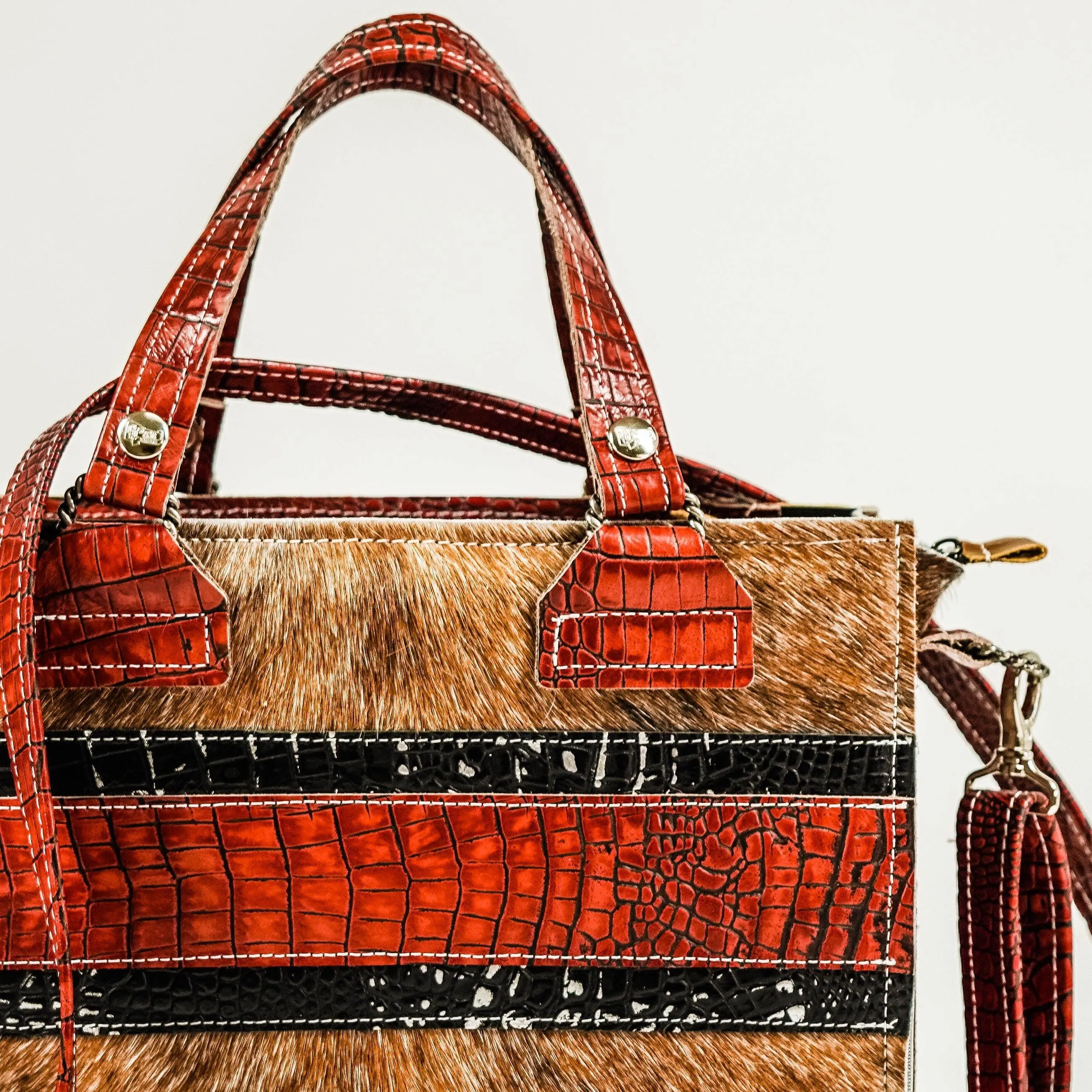 Minnie Pearl - Dusty Longhorn w/ Burgundy & Onyx Croc