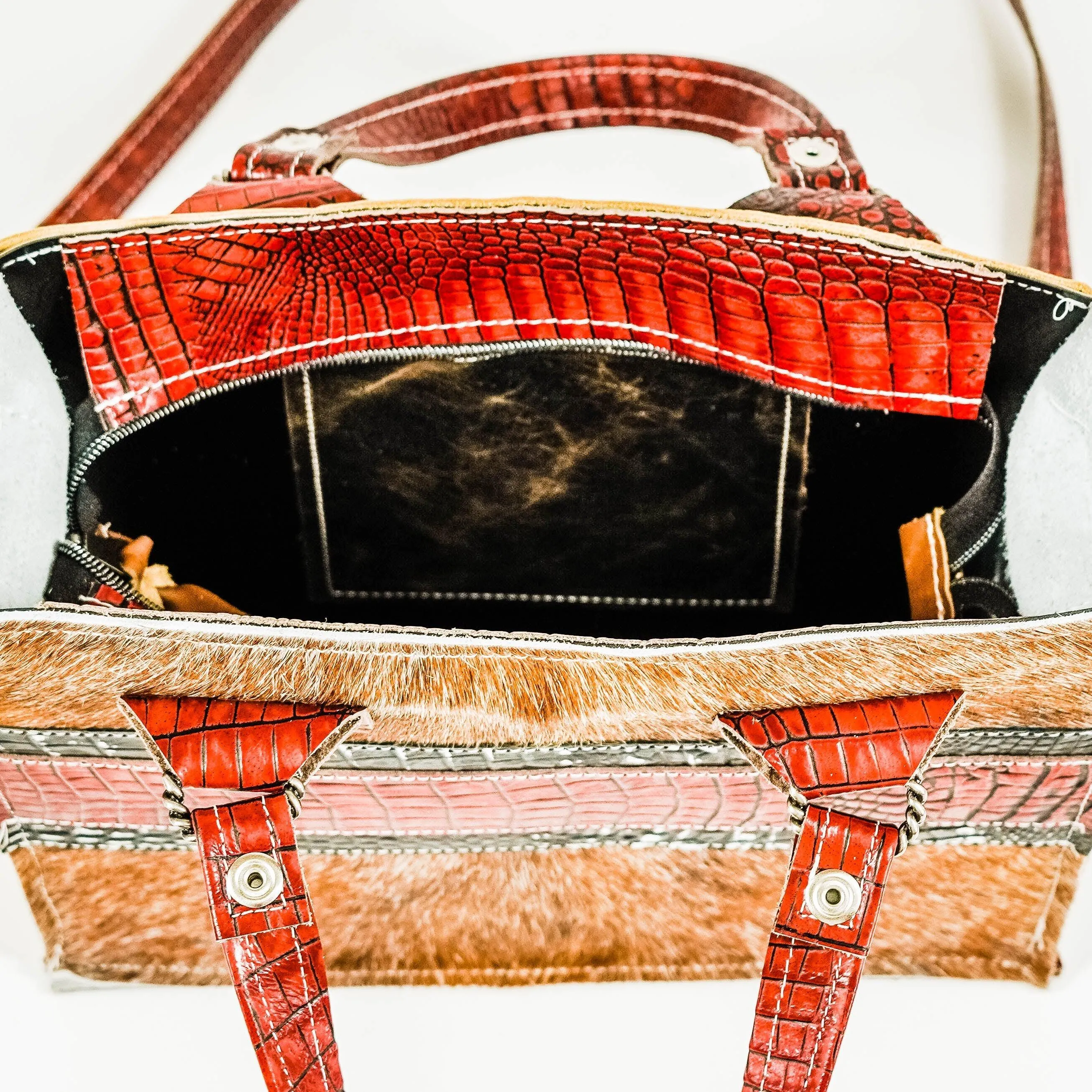 Minnie Pearl - Dusty Longhorn w/ Burgundy & Onyx Croc