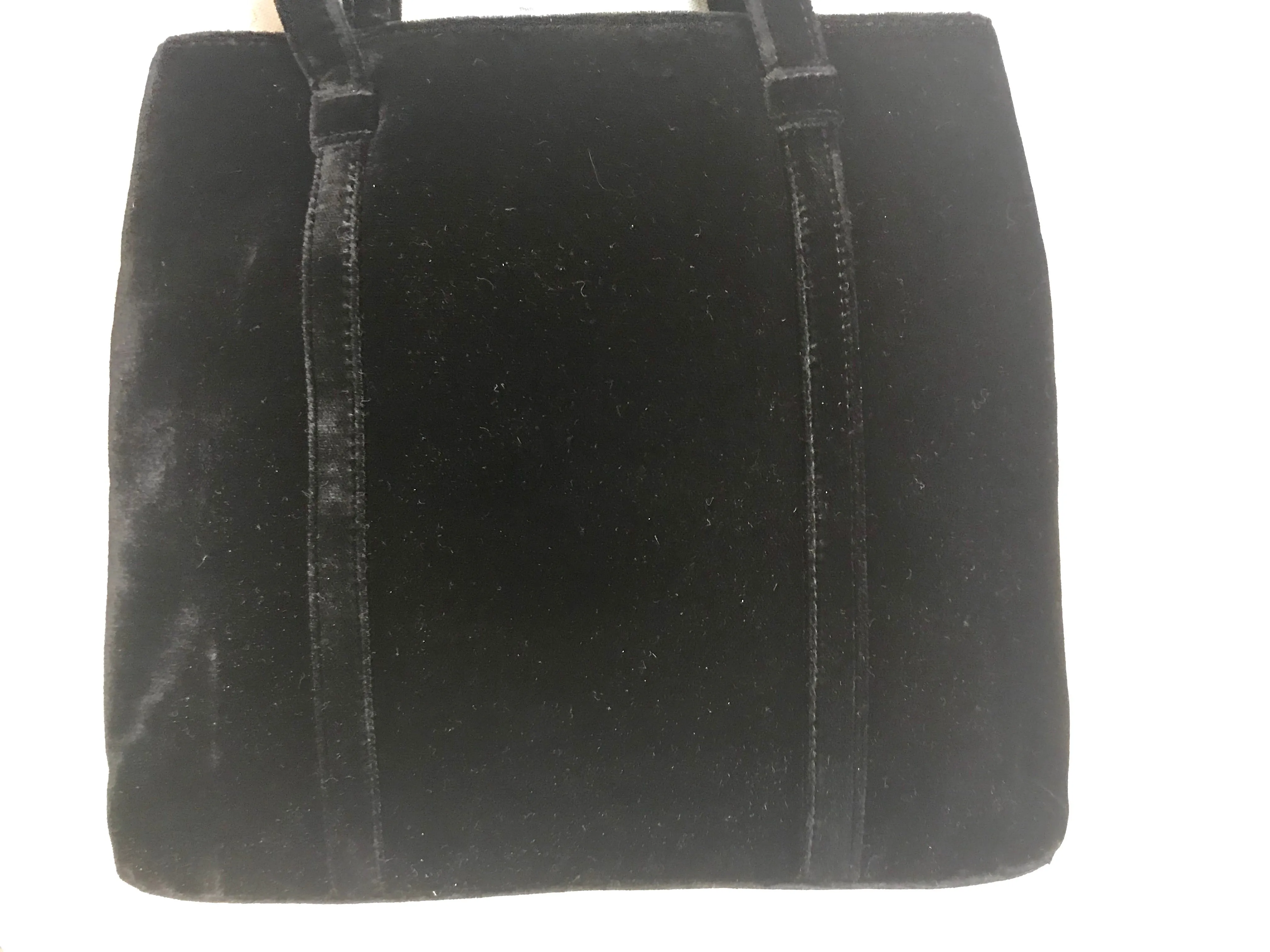 MINT. Vintage Paloma Picasso black velvet tote bag with golden logo motifs. Perfect casual use bag. 061105re3