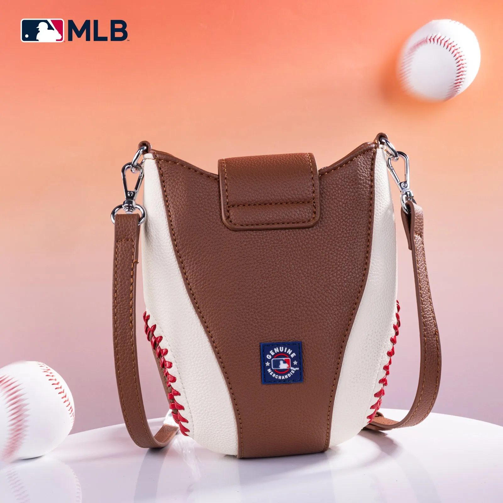 MLB-LA105   MLB Los Angeles Dodgers Team Baseball Stitch Crossbody - Brown
