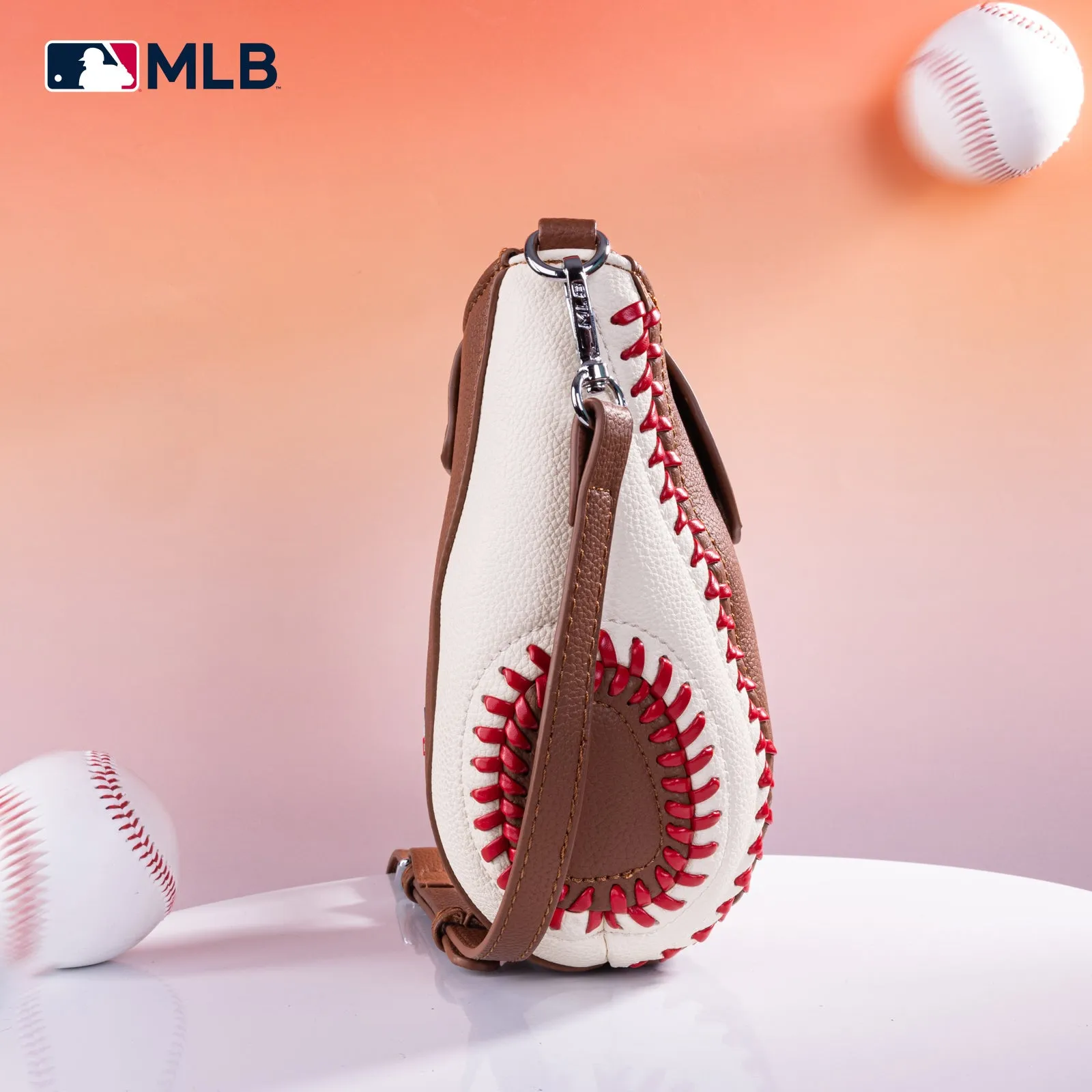 MLB-LA105   MLB Los Angeles Dodgers Team Baseball Stitch Crossbody - Brown