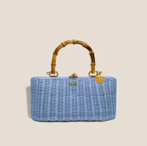 MME. KELLY BAMBOO CLUTCH -  CORNFLOWER