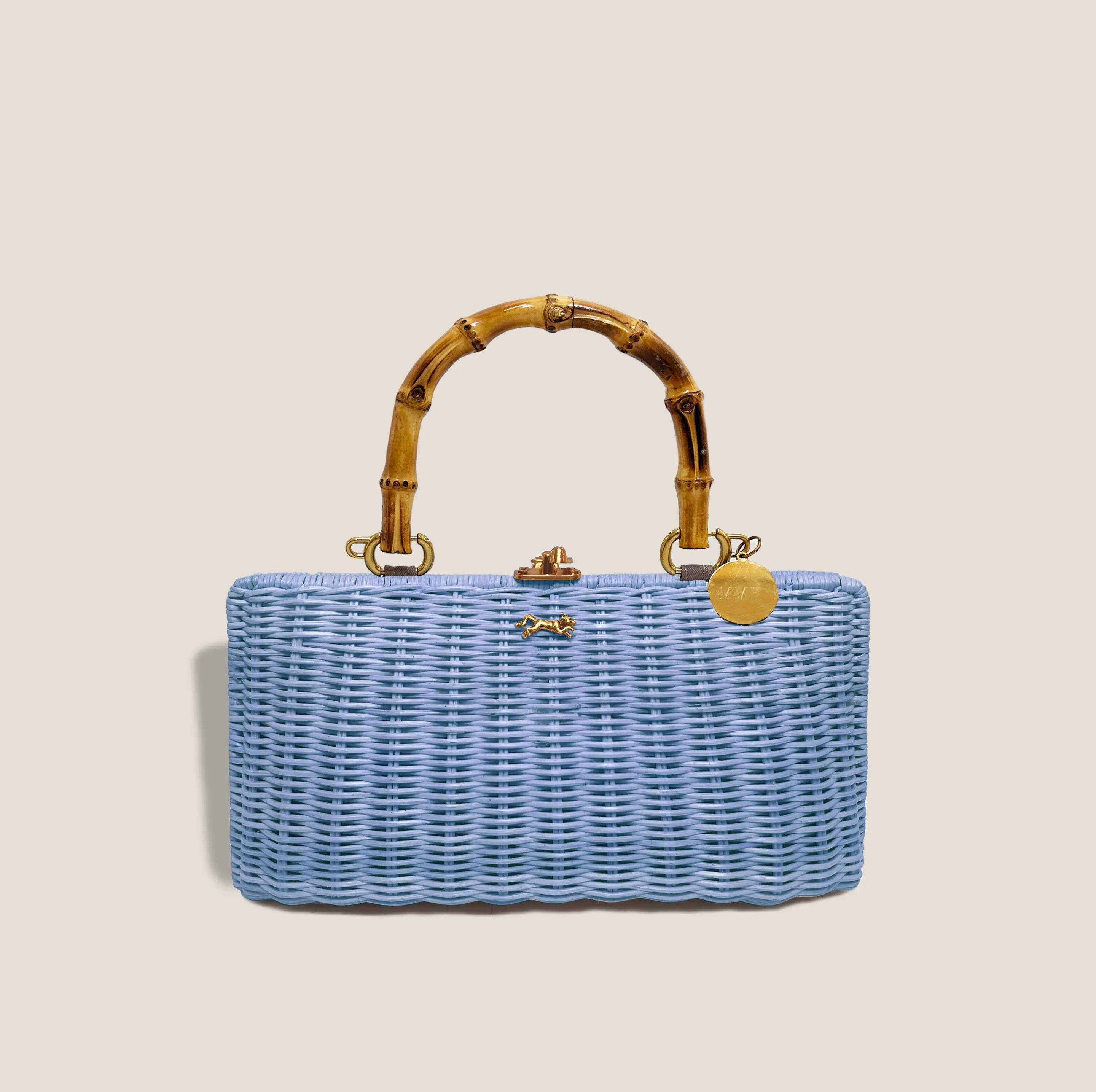 MME. KELLY BAMBOO CLUTCH -  CORNFLOWER