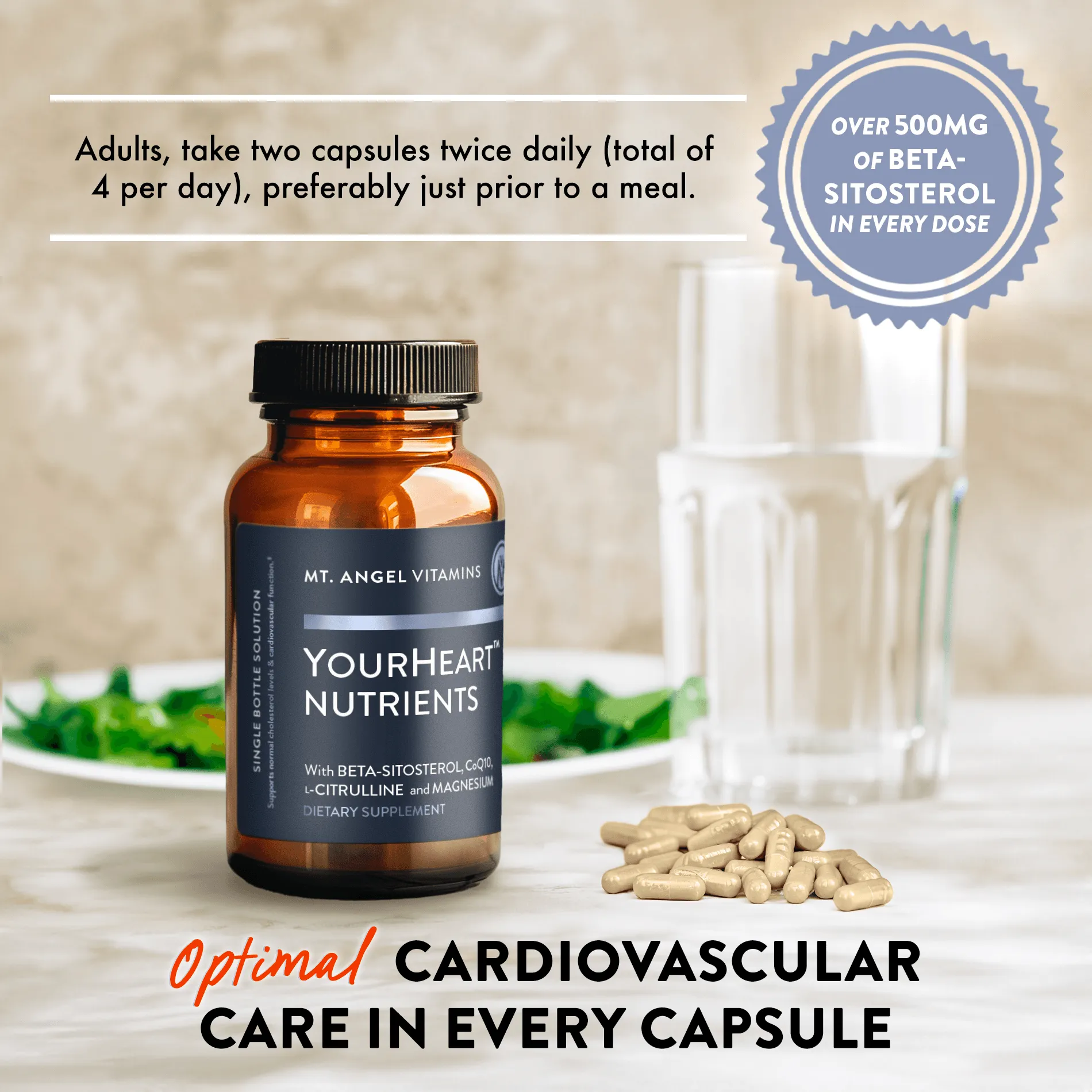 Mt. Angel Vitamins YourHeart Nutrients - The Essential Partner for Your Heart Health | 60 ct.