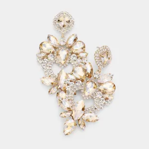 Multi Shape Light Topaz Stone Statement Chandelier Pageant Earrings  | 530340