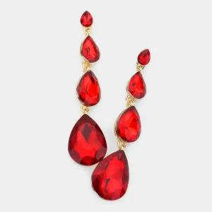Multi Size Red Teardrop Dangle Pageant Earrings | 569299