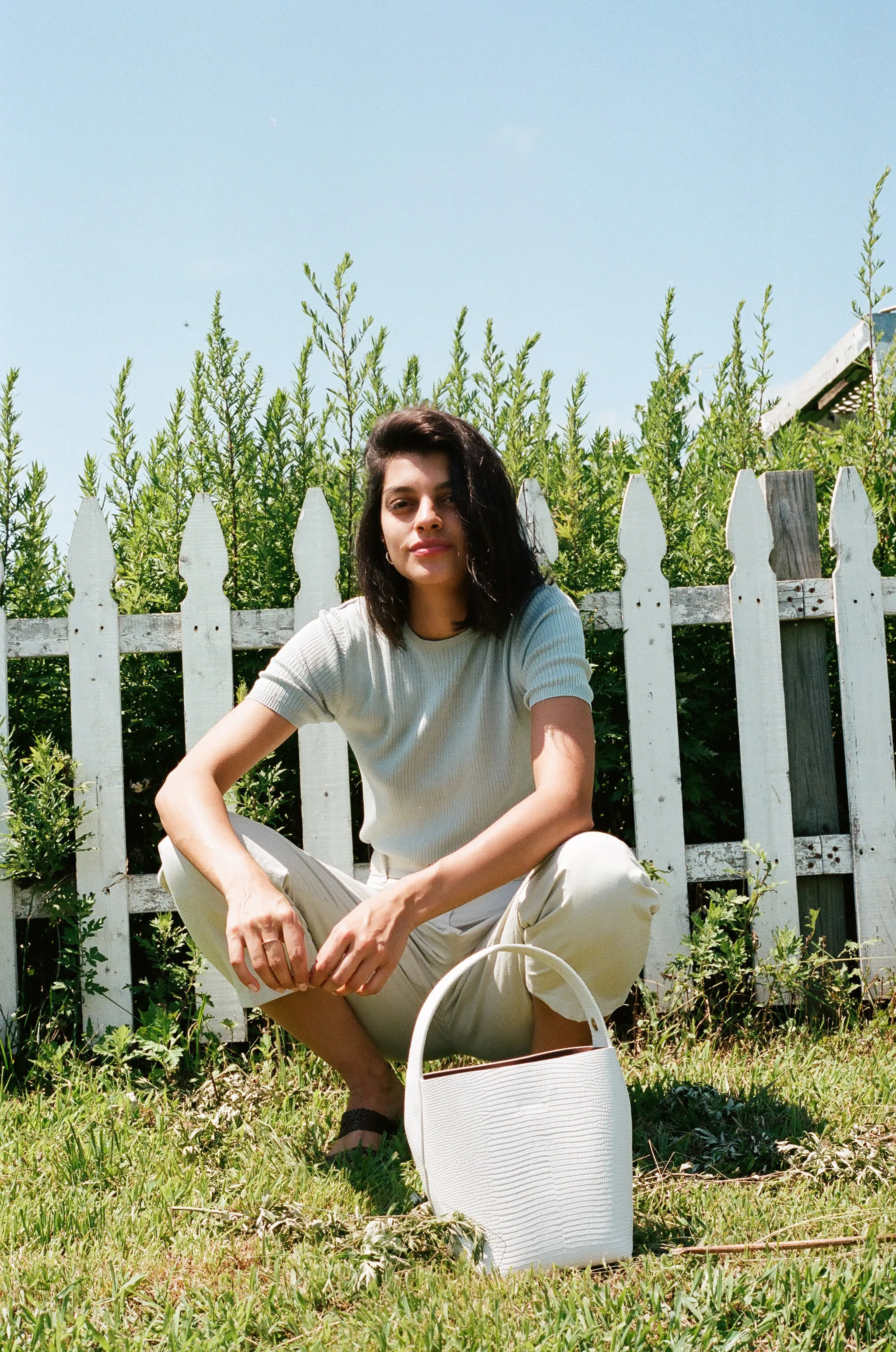 Nº49 Cross Handle Bucket - Blanc Lizard