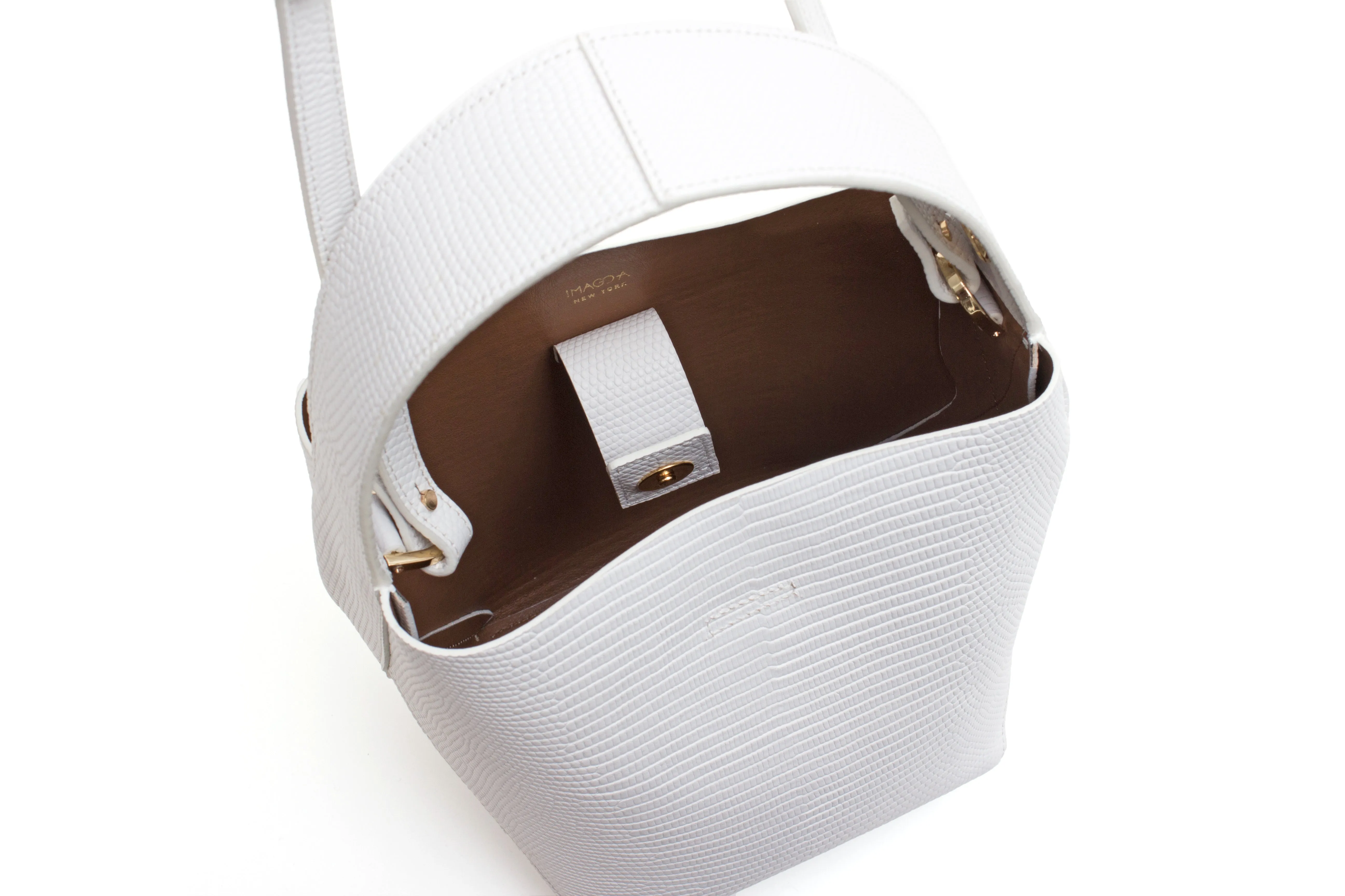Nº49 Cross Handle Bucket - Blanc Lizard