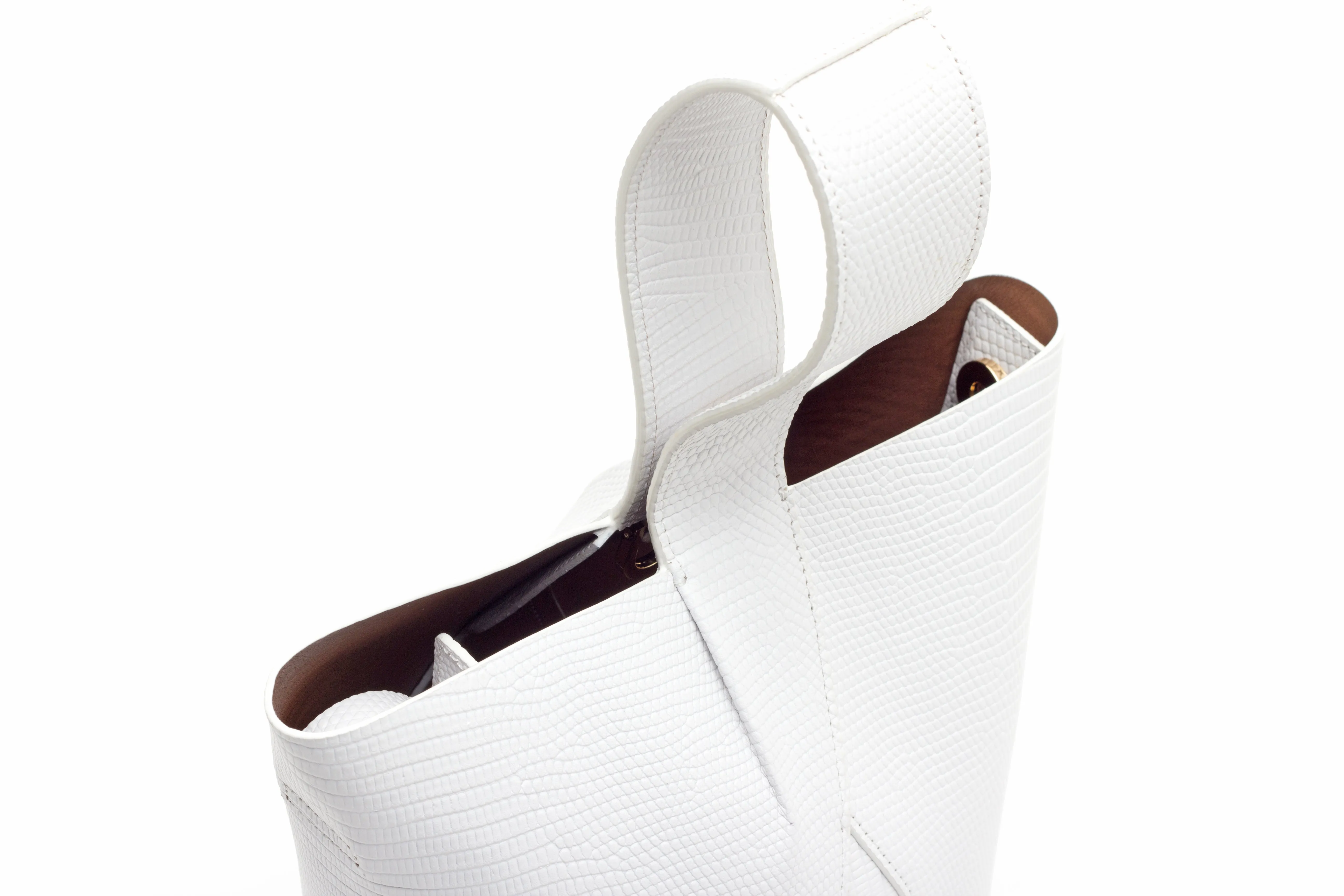 Nº49 Cross Handle Bucket - Blanc Lizard