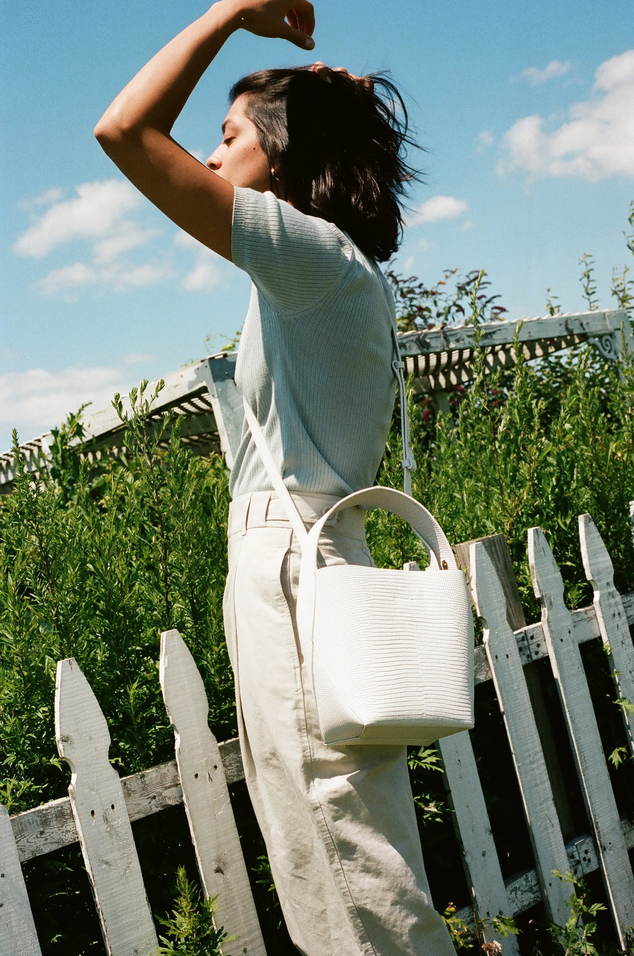 Nº49 Cross Handle Bucket - Blanc Lizard